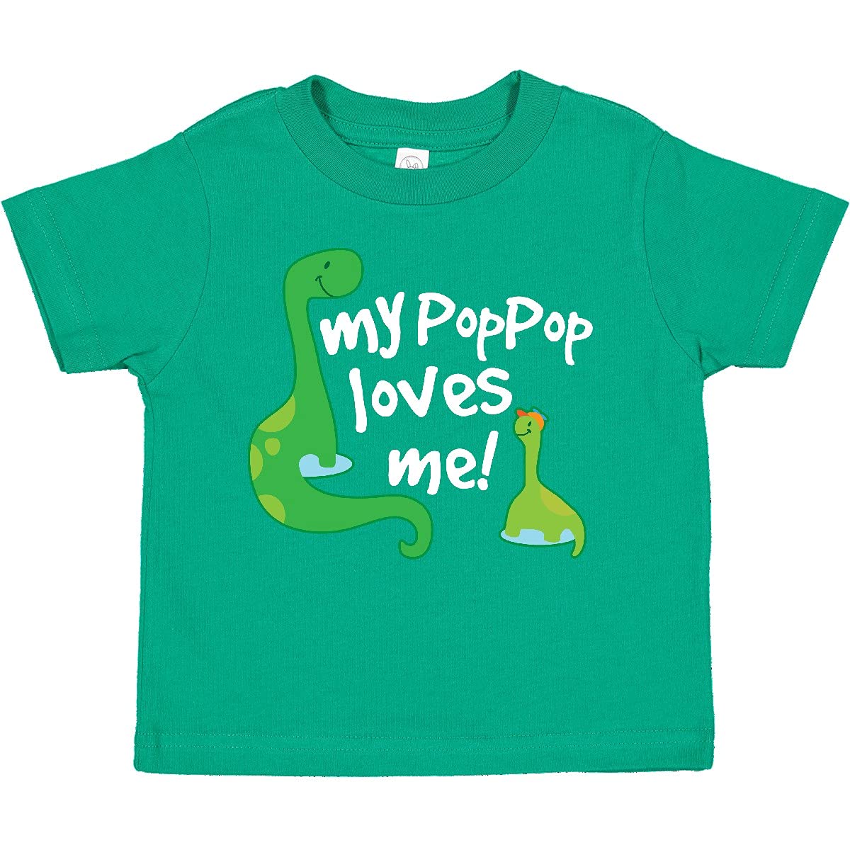 Inktastic My Pop Pop Loves Me Dinosaur Graphic Toddler T-Shirt - Cute Dinosaur Print Tee for Grandkids, Soft Cotton Shirt for Boys & Girls - Perfect for Playdates, Family Outings & Grandparents Day Gifts