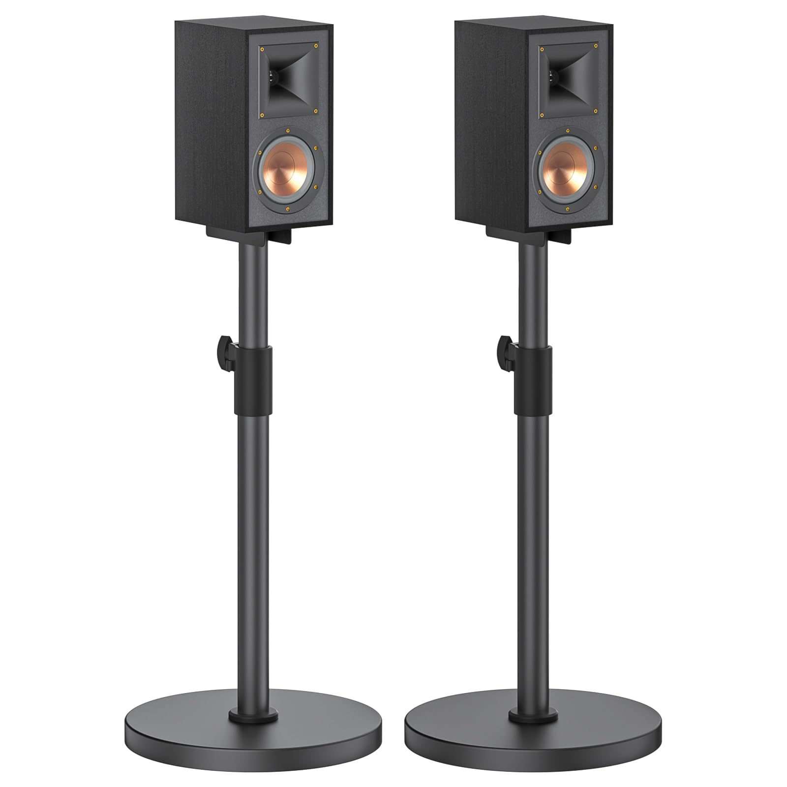 **Heavy-Duty Adjustable Speaker Stands for Klipsch R-50M, R-51M, R-40M, R-41M - Bookshelf Speaker Stands with Cable Management for Surround Sound & Home Theater Systems**    **Usage Scenarios:** Perfect for home theaters, gaming setups, and music listening rooms to enhance audio clarity and positioning.
