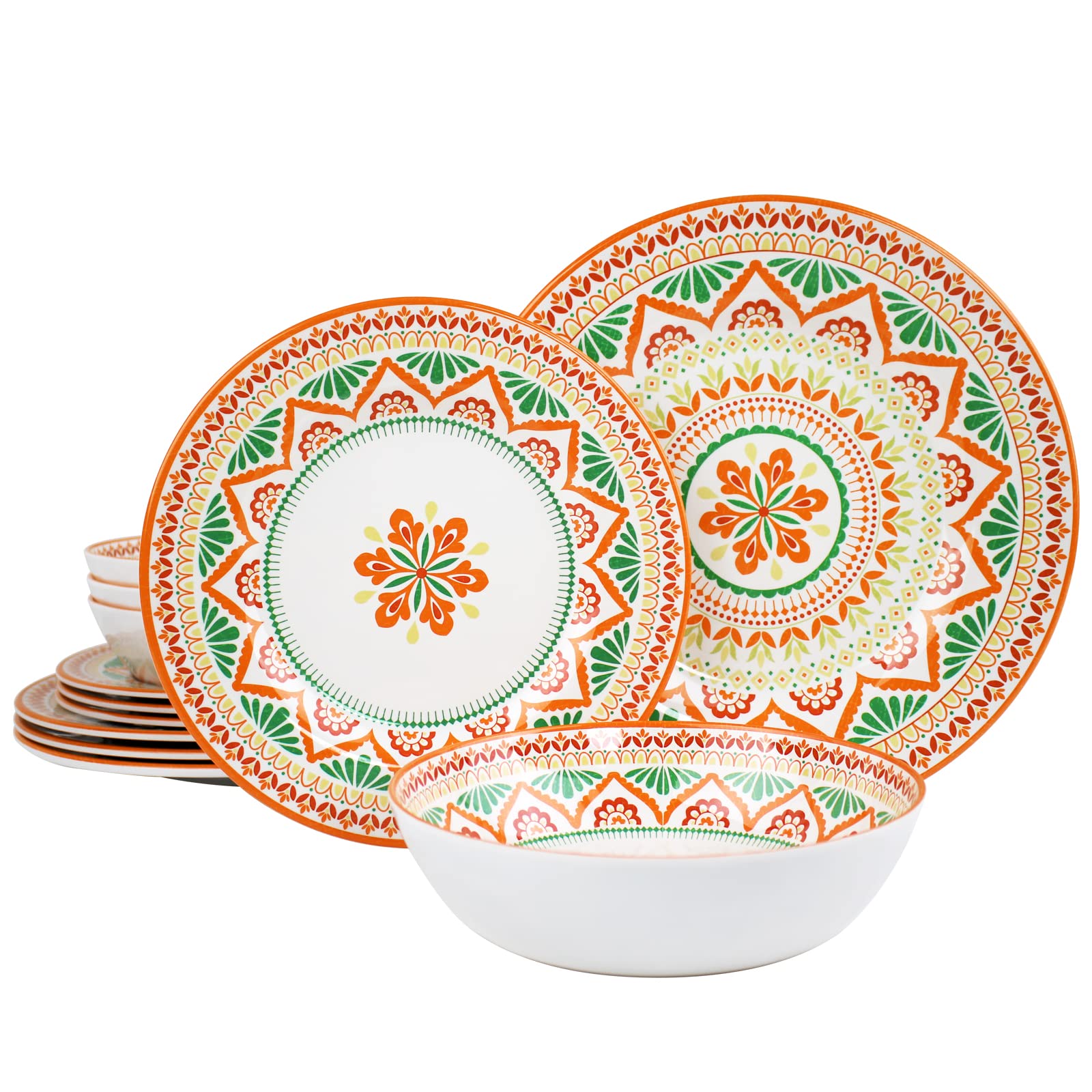 Durable Melamine Dinnerware Set for 4-12 Pcs - Camping & Outdoor Use