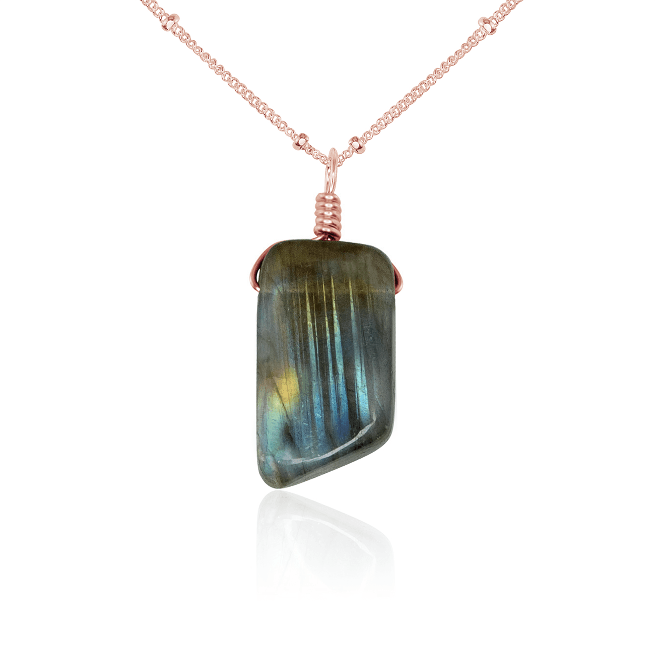 Labradorite Crystal Pendant Necklace - Smooth Polished Stone Jewelry for Women | Healing Crystal Necklace for Meditation, Yoga & Spiritual Gifts