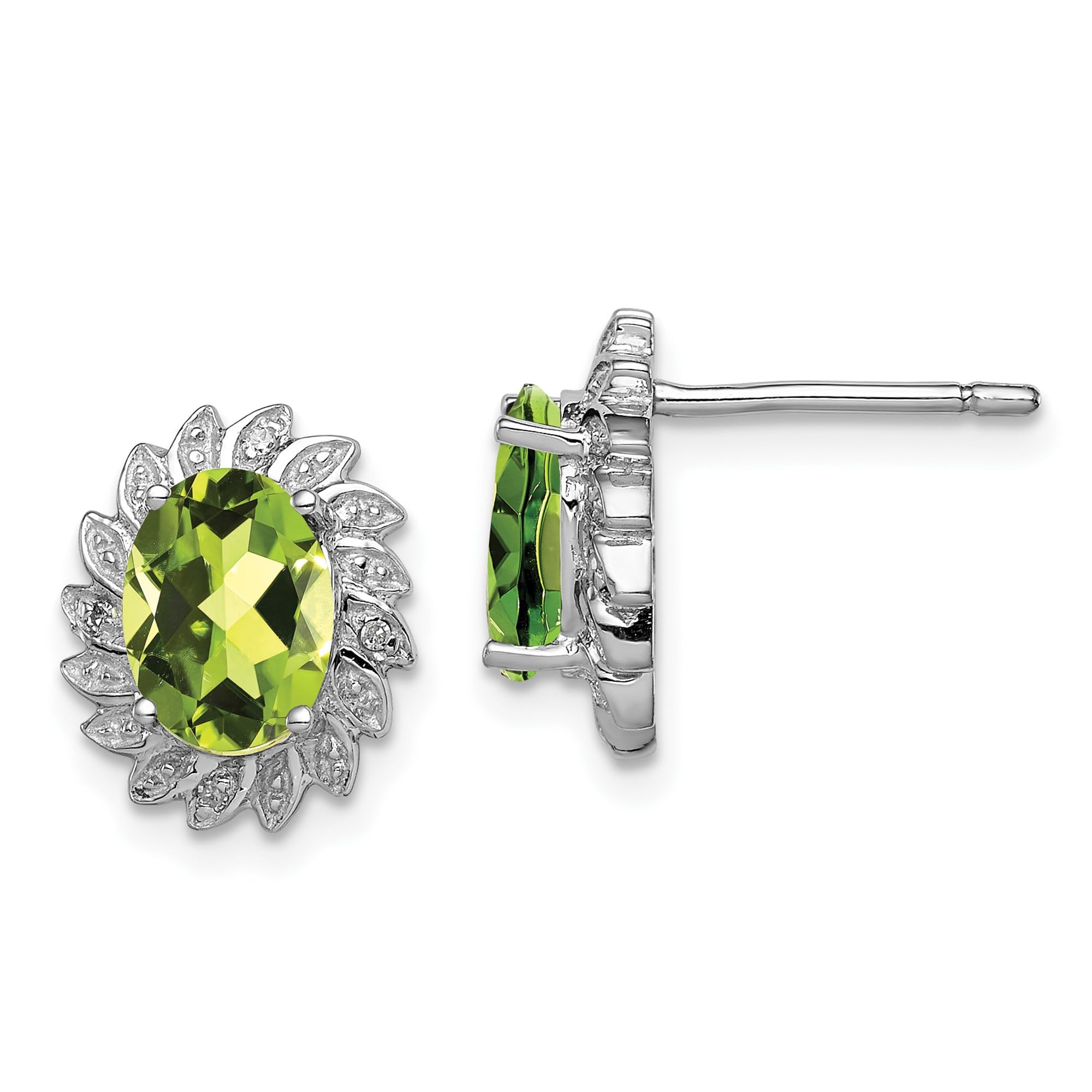 925 Sterling Silver Green Peridot Diamond Stud Earrings for Women - Dainty Birthstone Jewelry Gift for Mother's Day, Anniversary & Special Occasions