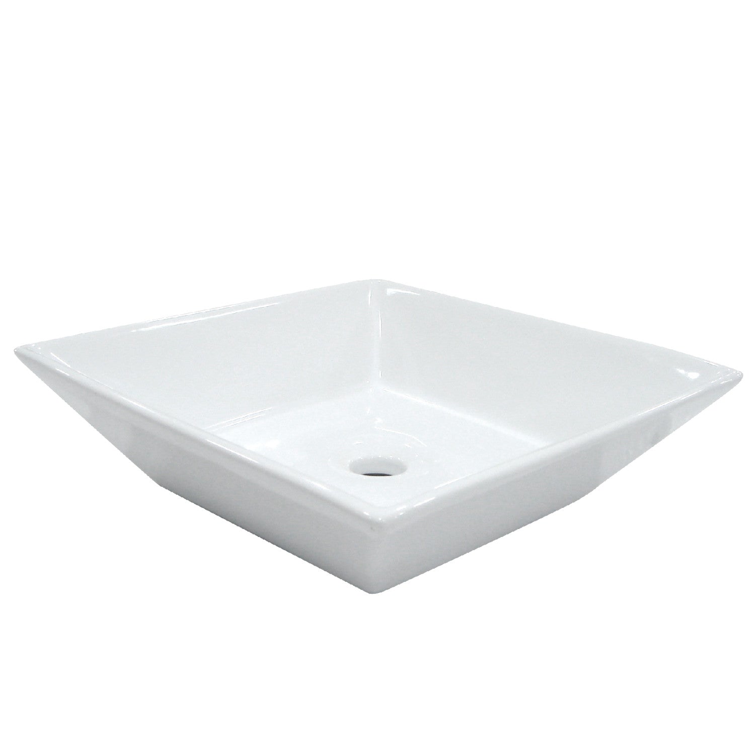 Artisan EV4256 16.9 Inch White Ceramic Square Vessel Sink - Modern Bathroom Vanity Top for Powder Room & Guest Bath Decor