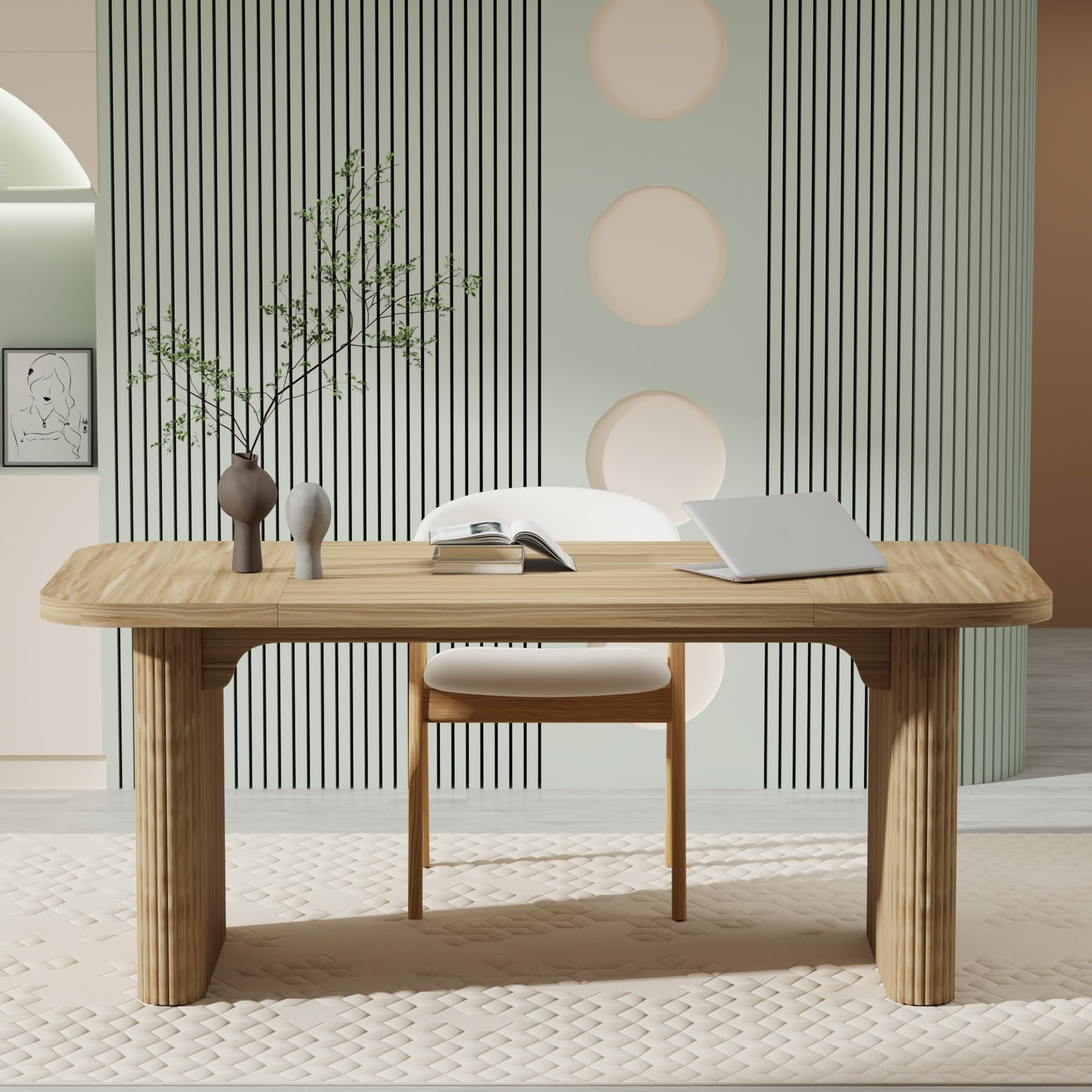Tribesigns 62 Inch Executive Office Desk - Large Computer Desk with Double Pedestal Drawers, Modern Minimalist Natural Wood Top Rectangle Writing Desk for Home Office & Study Room (Natural Wood Finish) - Perfect for Remote Work, Gaming Setup & Home Office Organization