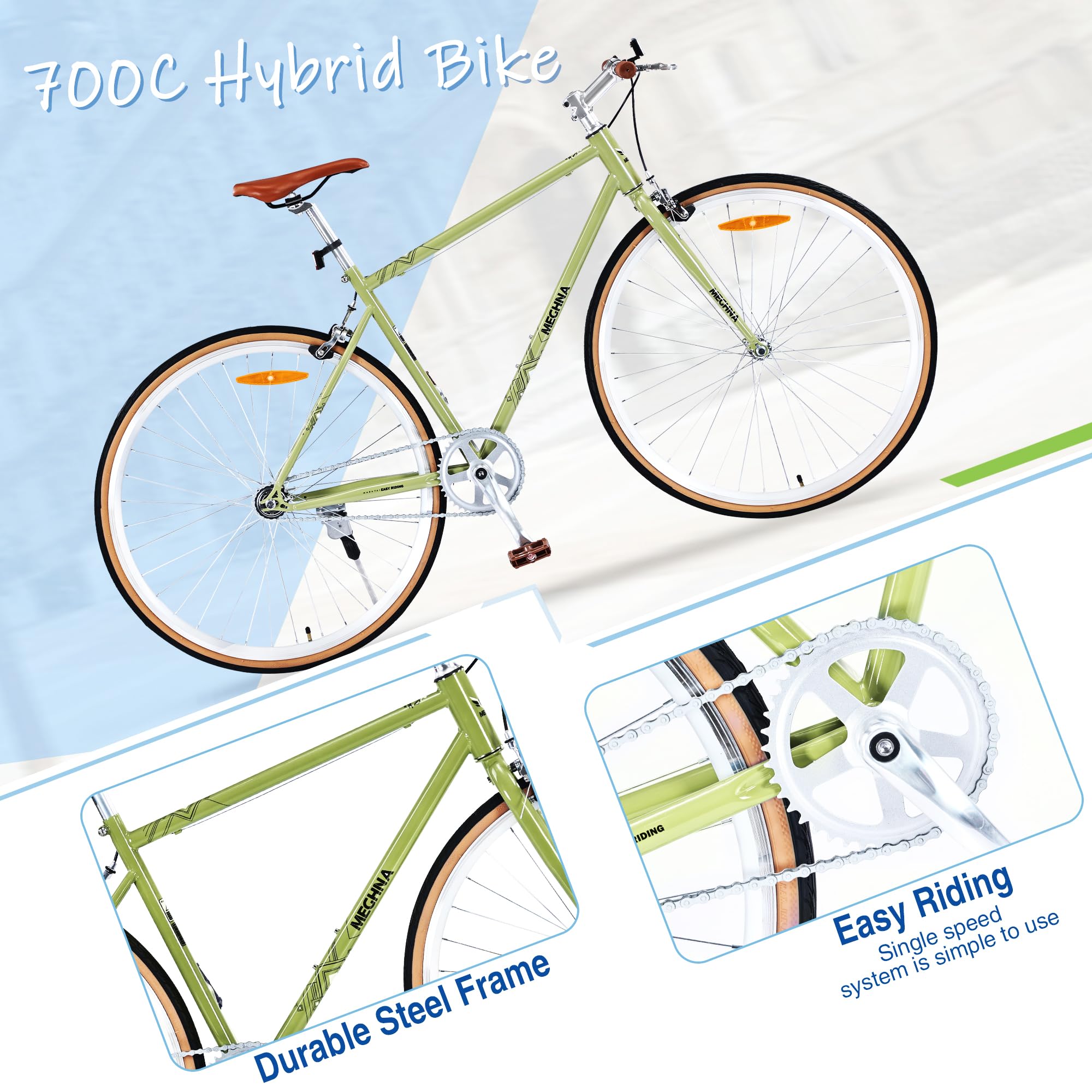 Fixed Gear Single Speed Road Bike 700C 28 Inch - Lightweight Urban Commuter Bicycle for Men & Women - Perfect for Teens & Adults - Double Rim Brakes - 4 Color Options - Ideal for City Riding, Fitness & Daily Commuting