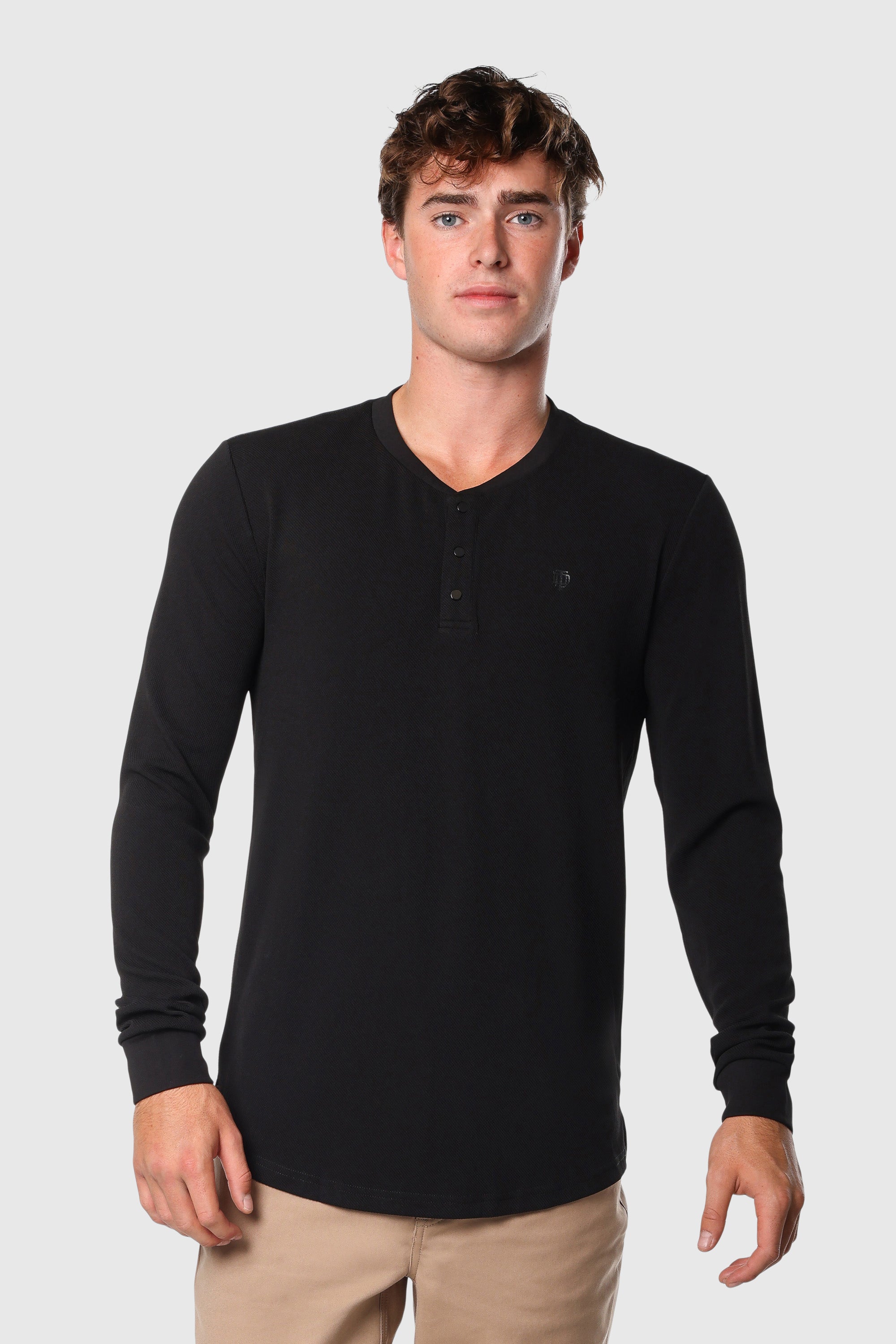 Club Henley Black - Premium Cotton Men's Henley Shirt for Casual Wear & Outdoor Activities