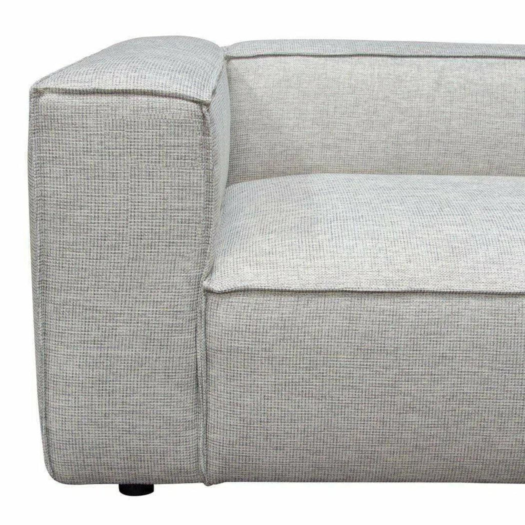 2-Piece Beige Low Back Modular Sofa Set in Barley Fabric - Modern Sectional Couch for Living Room, Lounge & Small Spaces