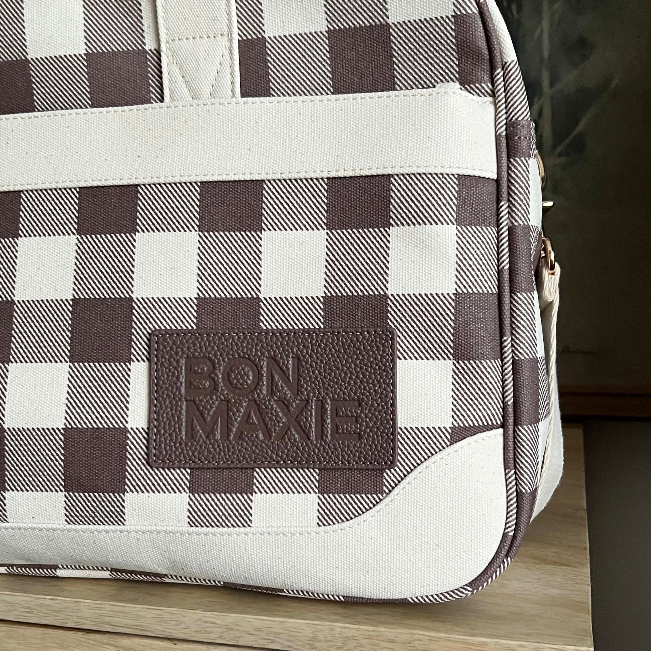 Bon Voyage Weekender Bag - Stylish Chocolate Gingham Travel Duffel for Women & Men | Perfect for Weekend Getaways, Gym, Work & Overnight Trips