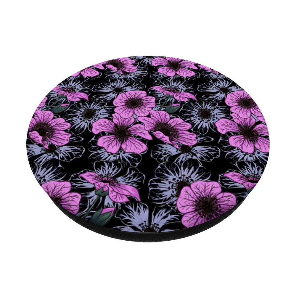 Purple Wild Flowers PopSockets Phone Grip & Stand - Compatible with iPhone, Samsung, Tablets - Perfect for Home, Office & Travel Use