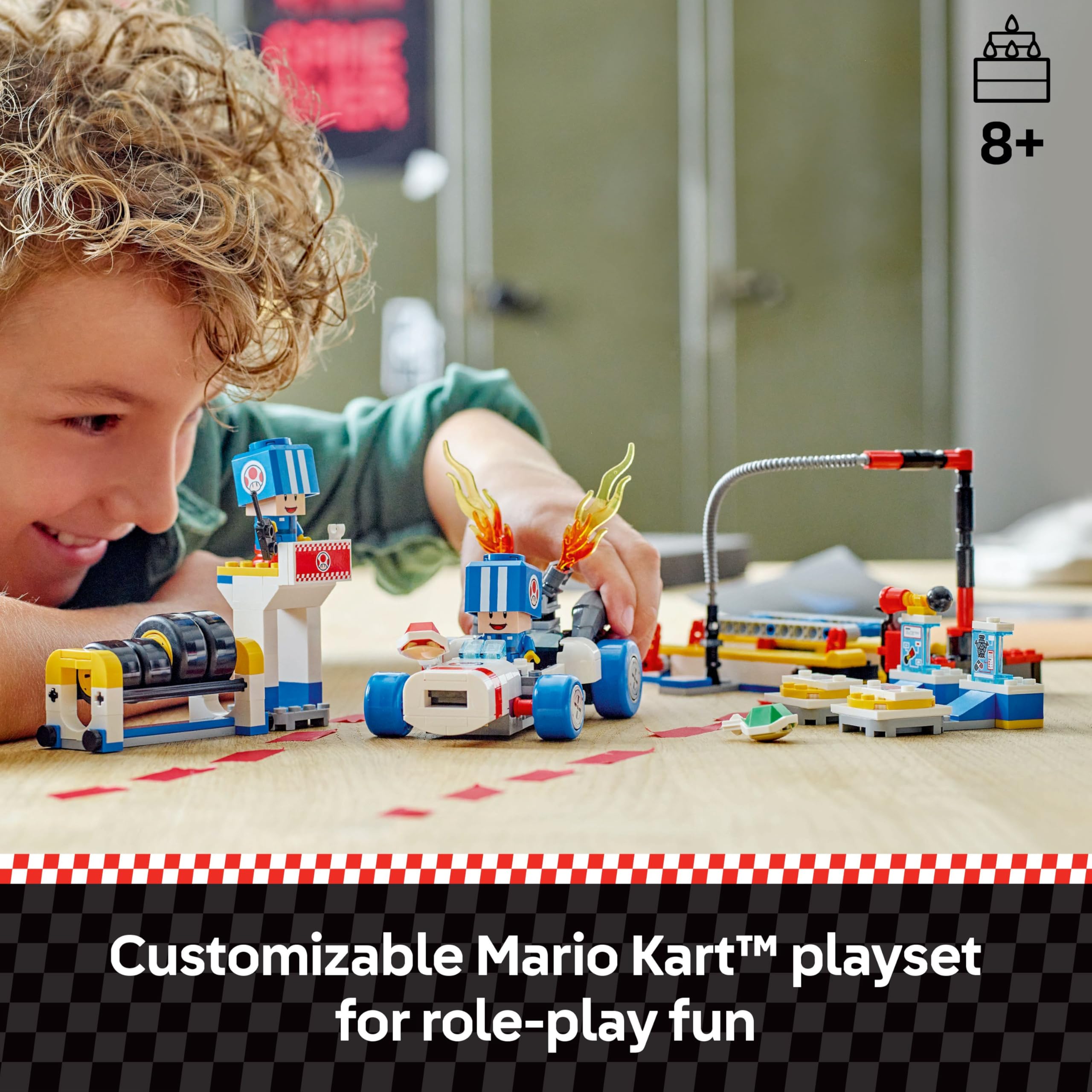 LEGO Super Mario Mario Kart Toad's Garage Building Set - Nintendo Toy for Kids Ages 8+, Boys & Girls - Collectible 72035 with 2 Blue Toad Figures - Perfect Birthday Gift for Mario Kart Fans - Fun Interactive Play & Display Piece for Home or Office