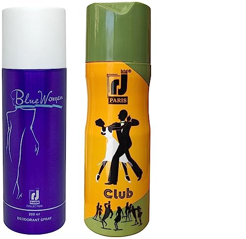 RJ Paris Blue Women & Men's Club Body Spray Deodorant Combo - 200ml | Long-Lasting Fragrance for Day & Night Wear | Gym, Office & Party Use