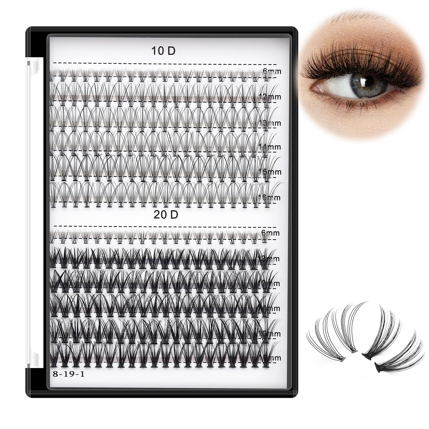 10D 20D 240pcs Cluster Eyelash Extensions Kit - Mixed Lengths 8-16mm for DIY Lash Application | Natural Looking Volume Lashes for Daily Wear, Special Occasions & Professional Use