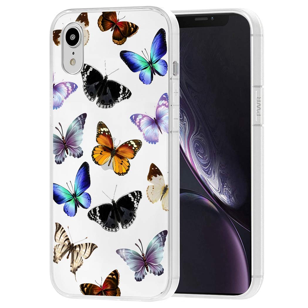 **iPhone XR Case 6.1 Inch - Soft Clear TPU Shockproof Protective Phone Cover for Women & Girls, Colorful Butterfly Design - Perfect for Everyday Use, Travel & Gift Giving**
