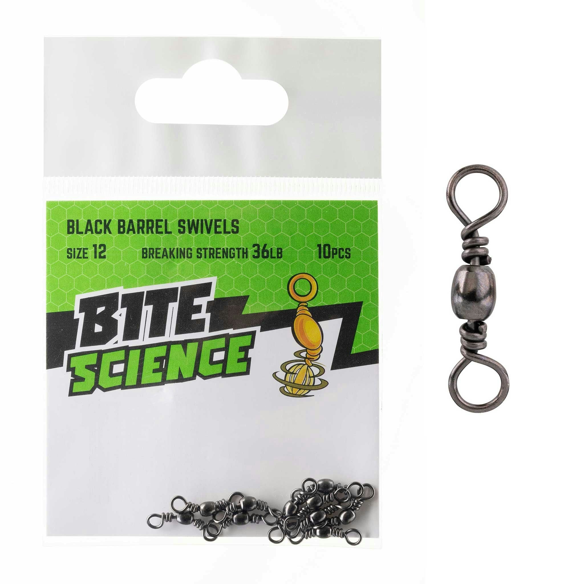 Bite Science Swivels Black Barrel - High-Quality Fishing Swivel for Saltwater & Freshwater - Perfect for Lure Fishing, Trolling & Offshore Angling