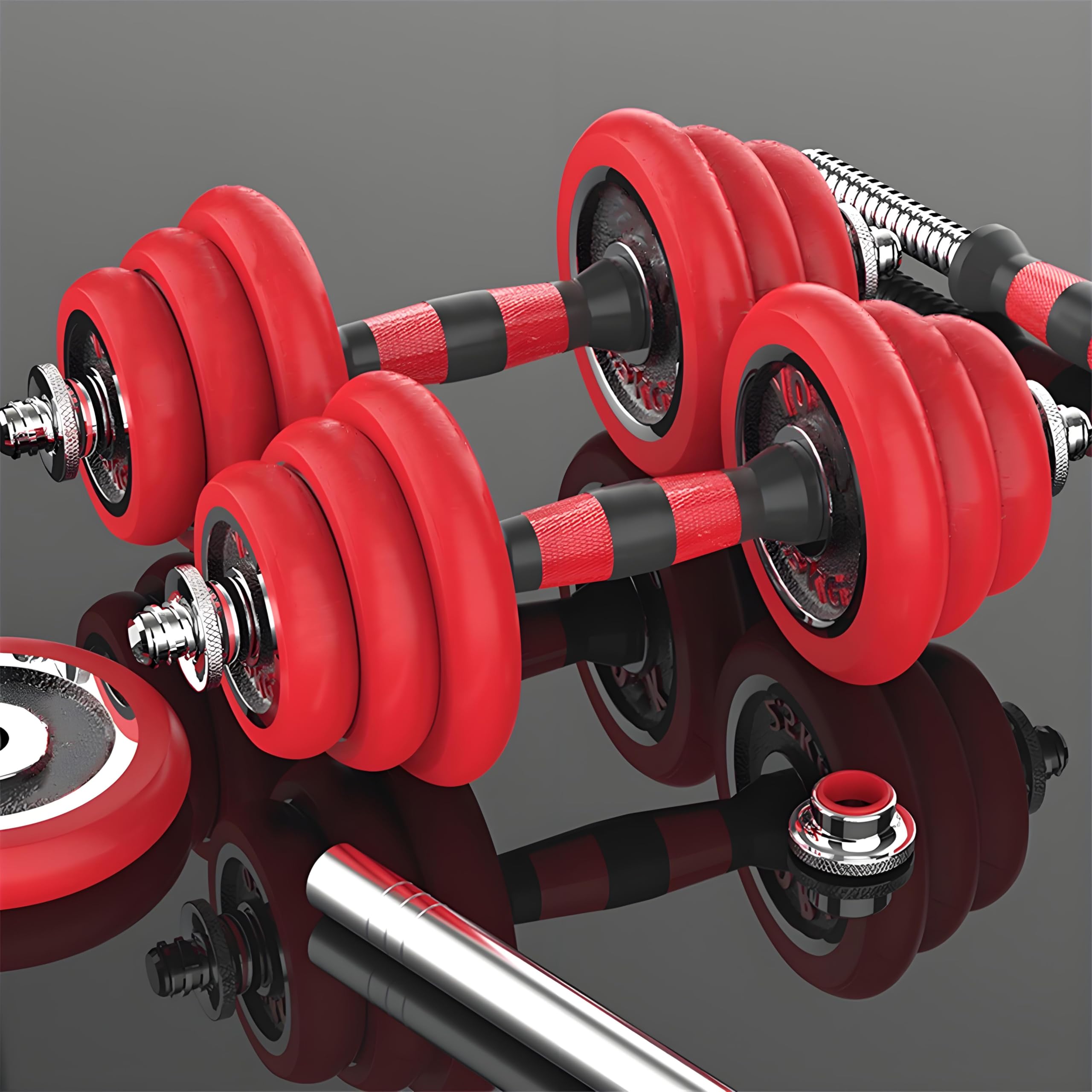 HAKENO Adjustable Dumbbell Set - 3-in-1 Cast Iron Free Weights with Anti-Slip Metal Handle & Connecting Rod for Home Gym, Strength Training, Full Body Workout | Perfect for Weight Lifting, CrossFit, and Muscle Building at Home
