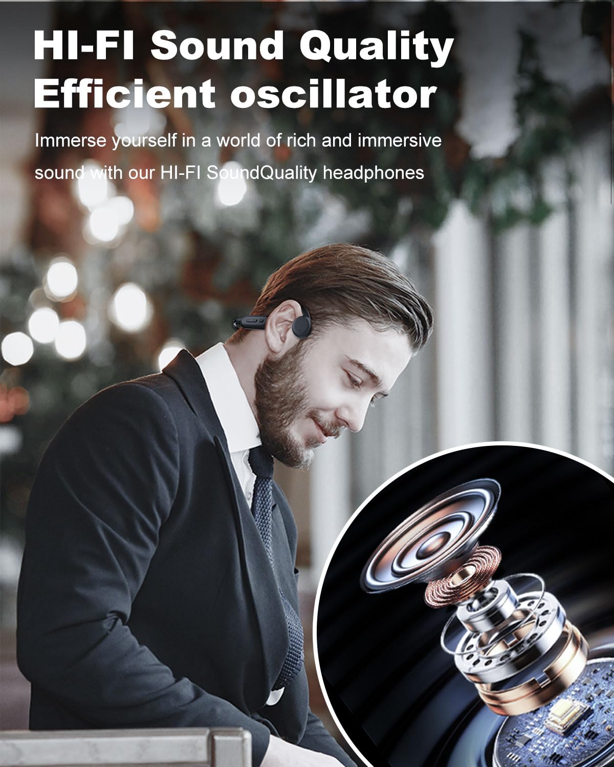 FEICO Bone Conduction Headphones - Bluetooth 5.3 Wireless Open-Ear Headset with Built-in Mic | 32GB MP3 Player & 10H Battery Life | IP68 Waterproof for Running, Cycling, Swimming | Perfect for Gym, Workouts & Outdoor Sports (Black)