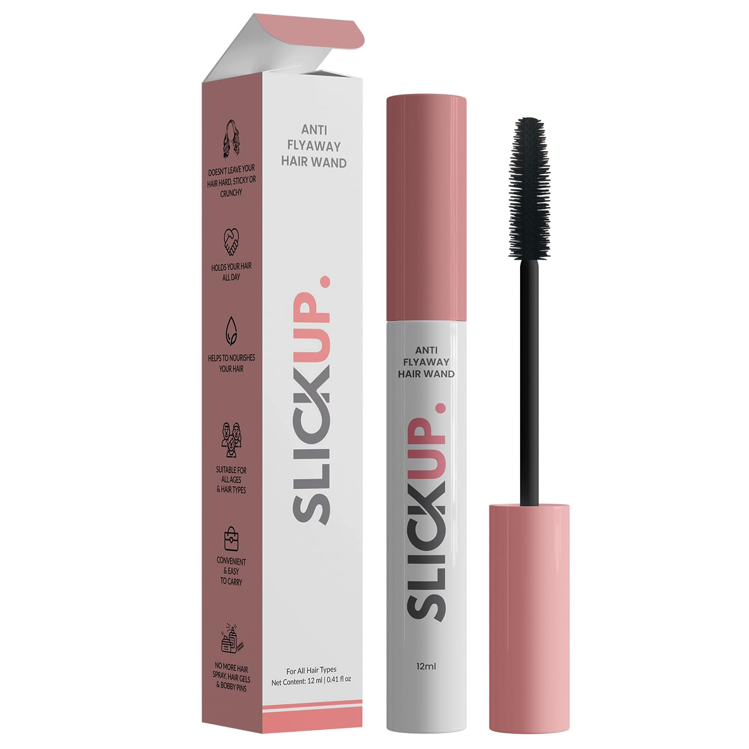 SLICKUP Anti Flyaway Hair Wand - Hair Finishing Stick for Frizzy & Flyaway Hair - Smooth Styling Stick for Women & Baby Hair - Perfect for Daily Use, Travel & Professional Salon Styling