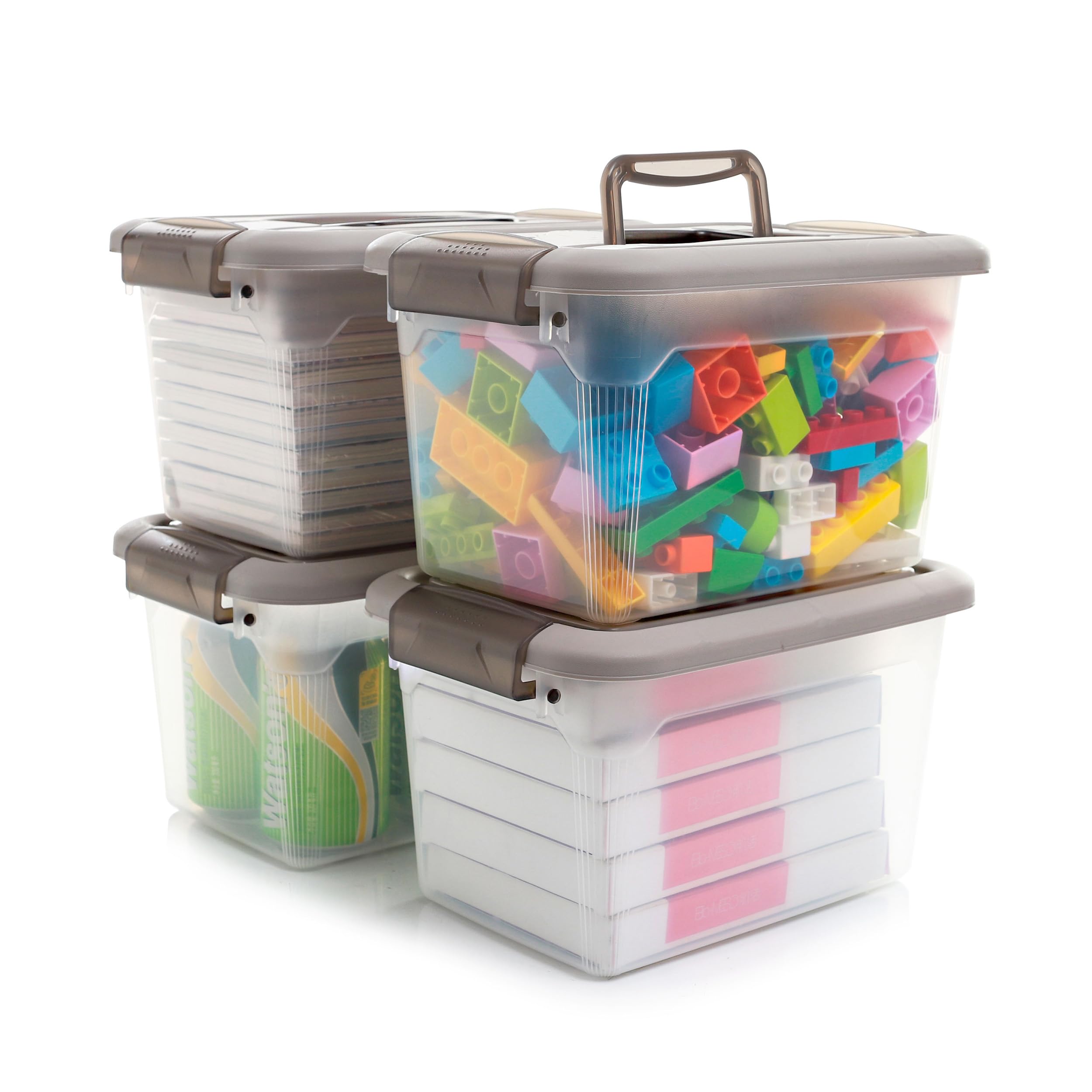 Citylife 4-Pack 6 QT Clear Plastic Storage Bins with Latching Lids - Stackable Organizing Containers for Garage, Closet, Kitchen - Perfect for Home, Office & Dorm Organization