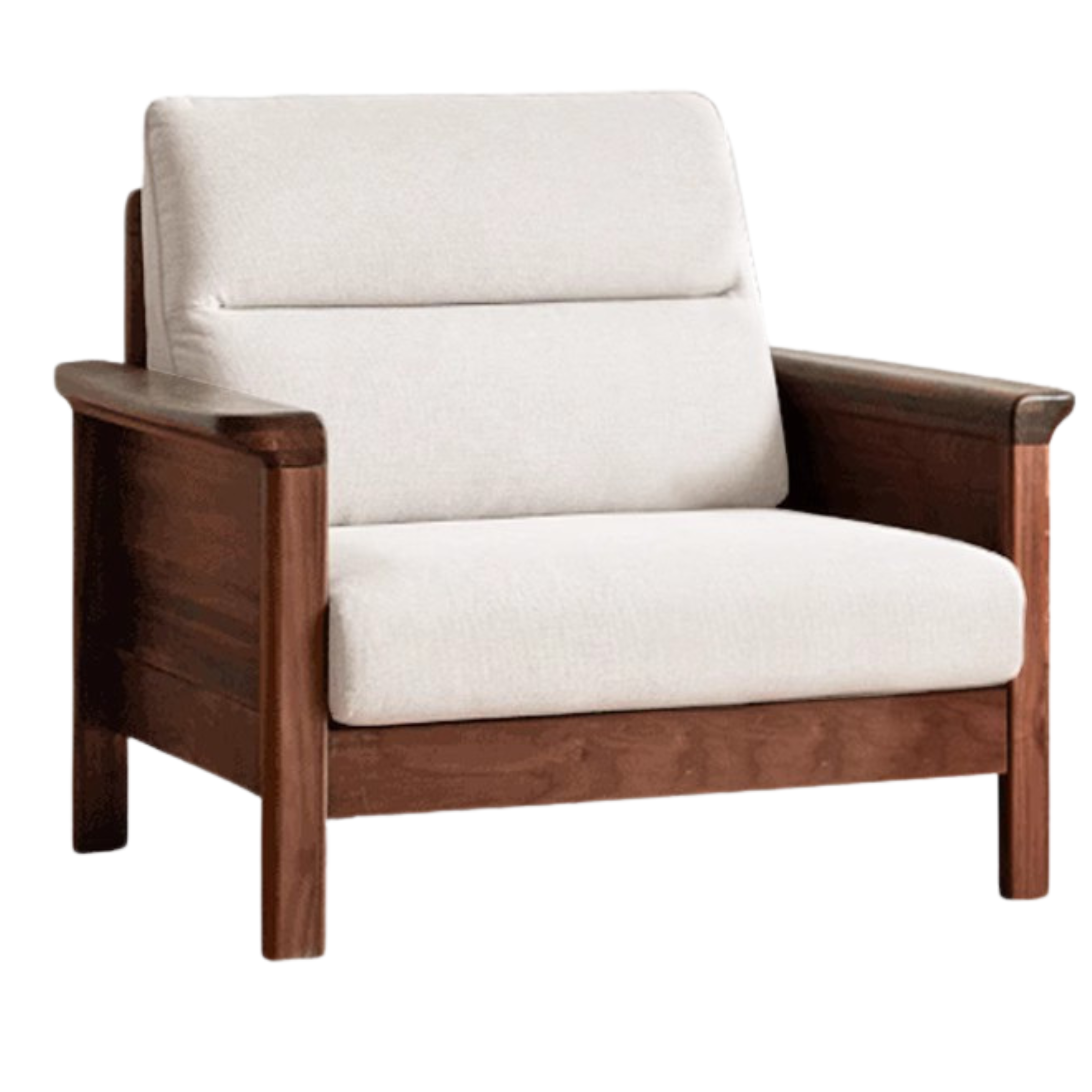 Premium Black Walnut Solid Wood Upholstered Fabric Sofa - Modern Living Room Furniture for Home & Office Comfort