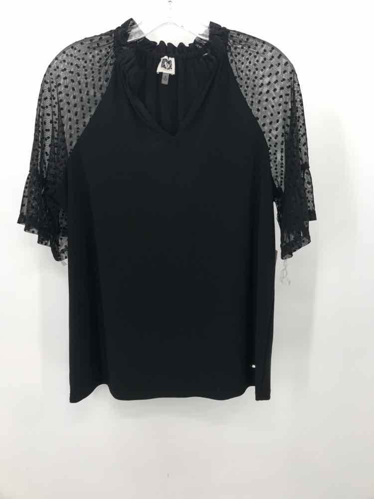 Pre-Owned Anne Klein Black Blouse Size Medium - Perfect for Work, Office & Casual Wear