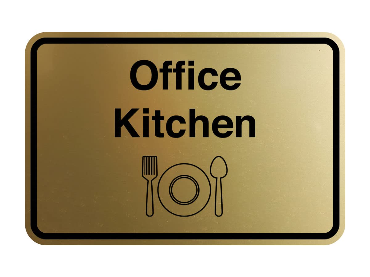 Classic Framed Office Kitchen Sign in Brushed Gold - Large Wall Decor for Home, Office & Restaurant