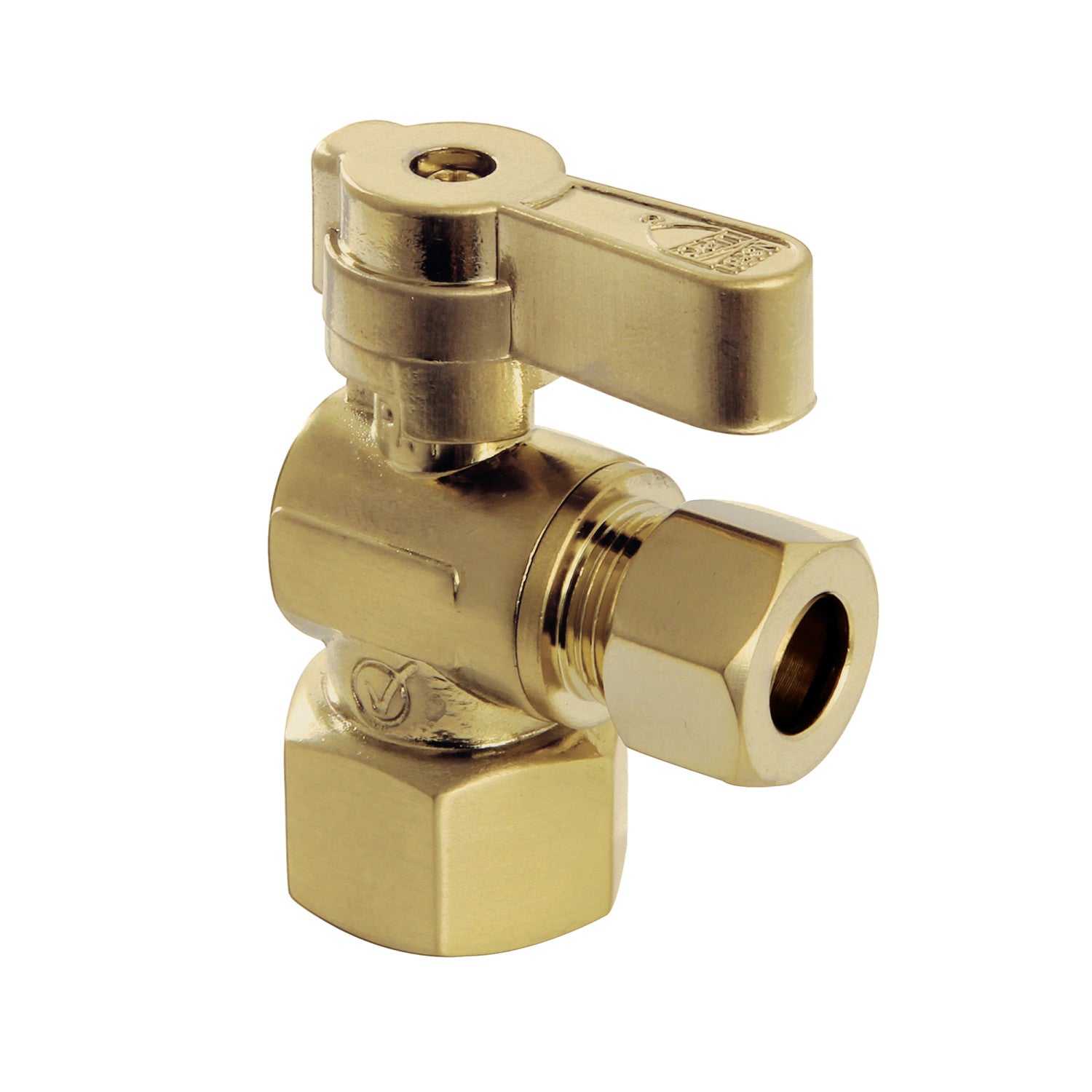 Baseline KF4310BB 1/2 Inch FIP x 3/8 Inch O.D. Quarter Turn Angle Shut Off Valve in Brushed Brass - Perfect for Plumbing, Water Supply Lines, and Appliance Connections