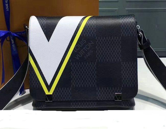 LV District PM Messenger Bag Damier Cobalt Canvas Yellow - Stylish Crossbody Bag for Work, Travel & Everyday Use | Luxury Designer Shoulder Bag for Men & Women