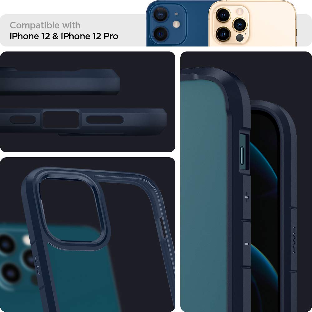 Spigen Ultra Hybrid Protective Case for iPhone 12 & iPhone 12 Pro (2020) - Navy Blue | Slim Clear Back Cover with Shock Absorption | Perfect for Everyday Use, Work & Travel