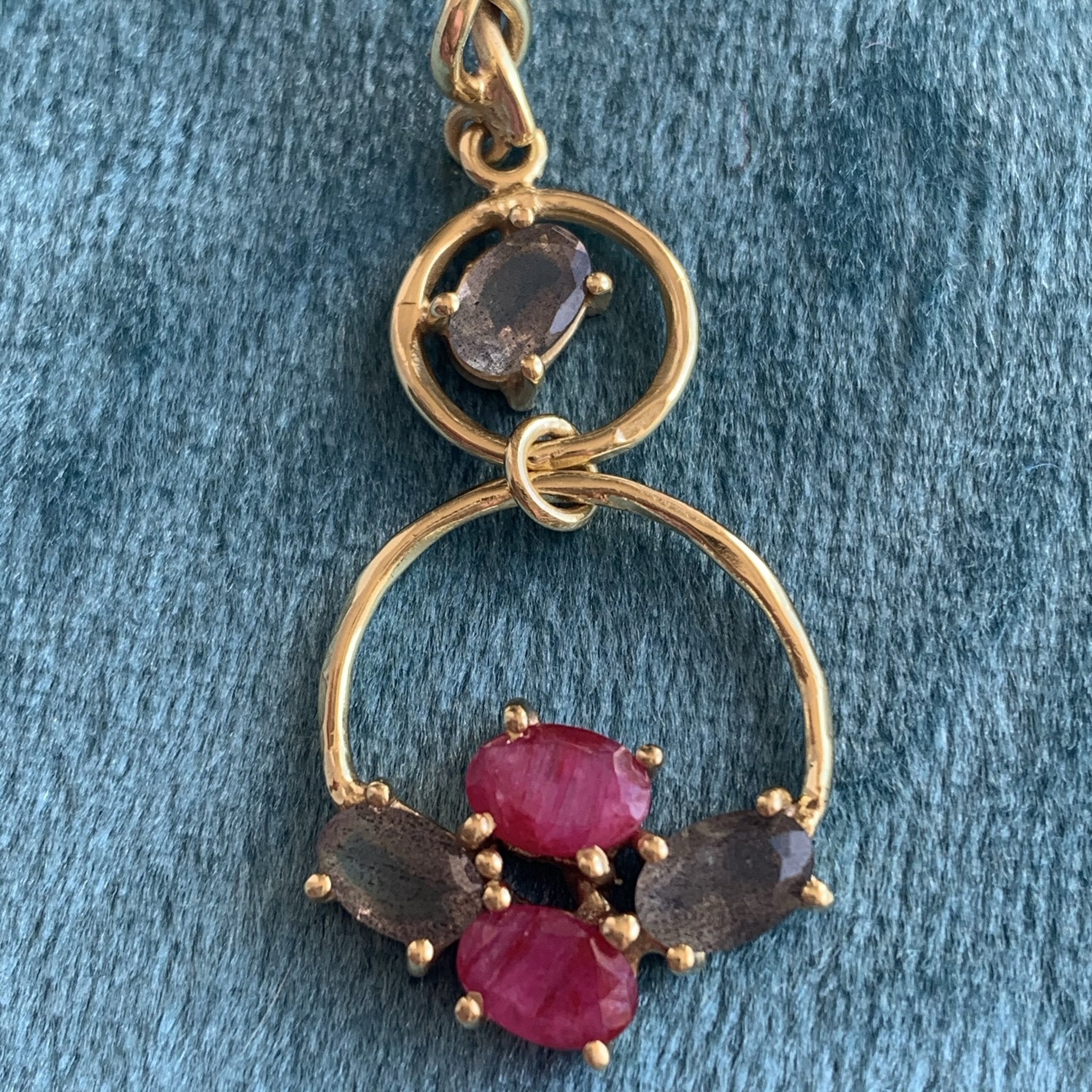 Labradorite and Pink Ruby Gemstone Designer Earrings – Elegant Handmade Jewelry for Women, Perfect for Parties, Weddings & Special Occasions