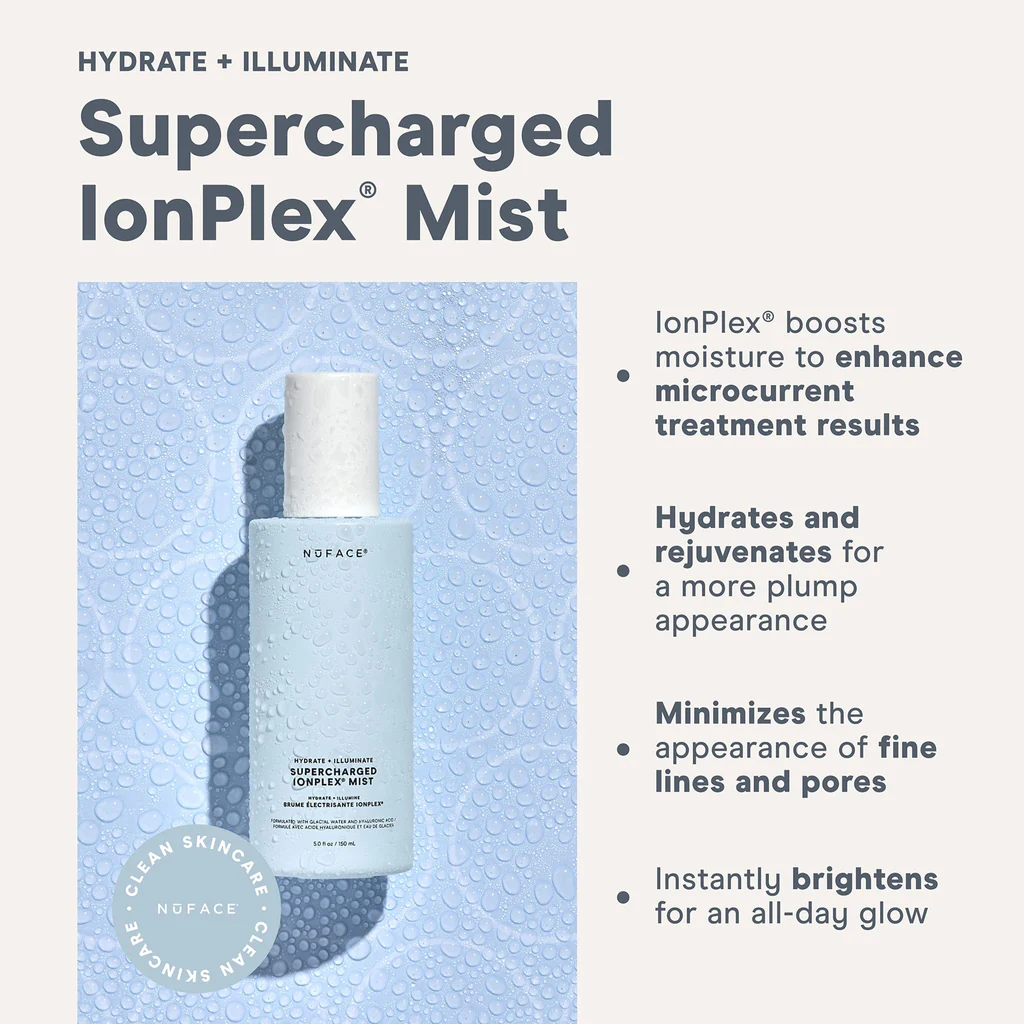 NuFACE Supercharged IonPlex Facial Mist - Hydrating & Rejuvenating Face Spray for Glowing Skin | Perfect for Daily Skincare Routine, Travel & Post-Workout Refreshment