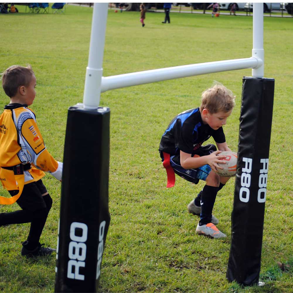 R80 Junior Rippa Team Football Goal Sets with Posts & Corner Poles - Perfect for Youth Soccer Practice, Backyard Games, and School PE Classes