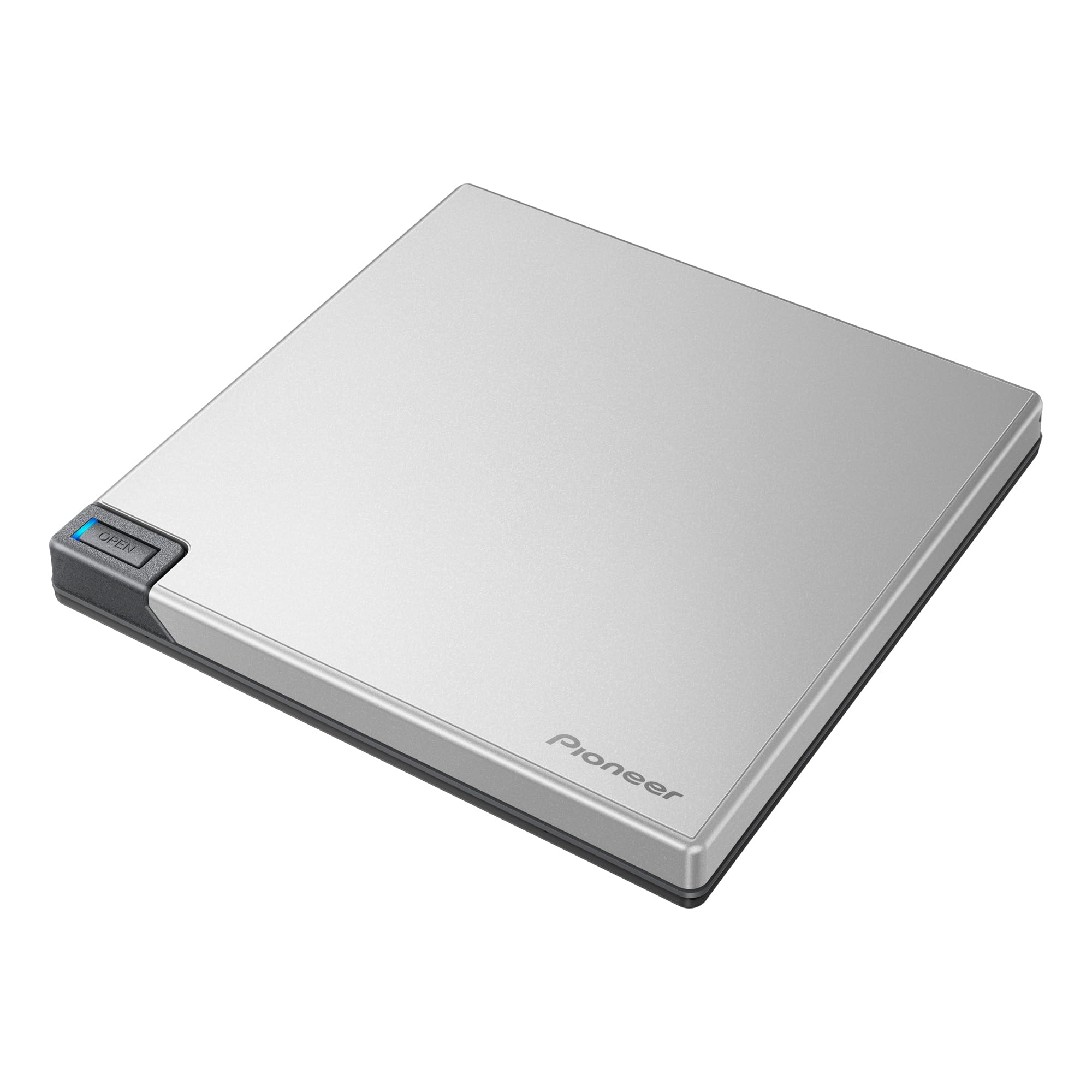 Pioneer BDR-XD08S Slim Portable External Blu-ray Drive - USB 3.2 Gen1 & Type-C Compatible, BD/DVD/CD Writer in Silver - Perfect for Laptops, MacBooks, and Home Theater Systems