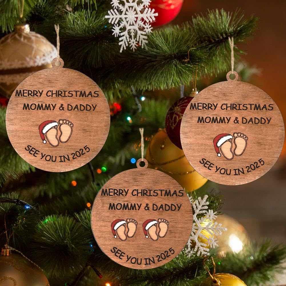 Baby's First Christmas Ornament 2025 - Personalized Pregnancy Announcement Keepsake for New Parents | Christmas Tree Decoration for Baby Shower, Gender Reveal & Holiday Celebrations