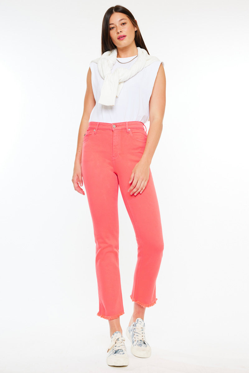 Tiana High Rise Slim Straight Jeans for Women - Stretchy Denim Pants, Comfortable & Flattering Fit - Perfect for Casual Wear, Office, and Night Out