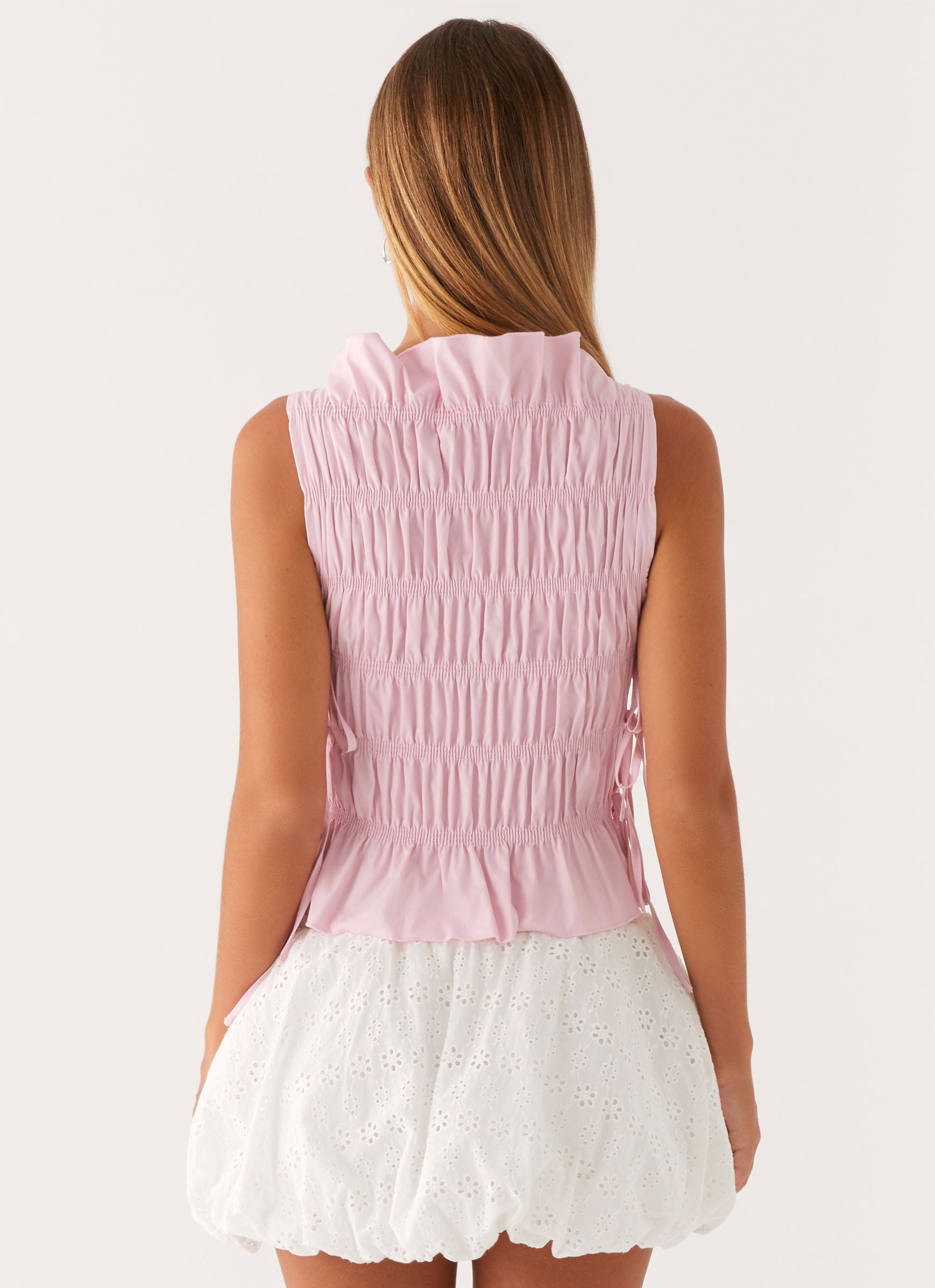 Alysa Women's Shirred Top in Pink - Flattering Casual & Party Wear for Summer Outfits
