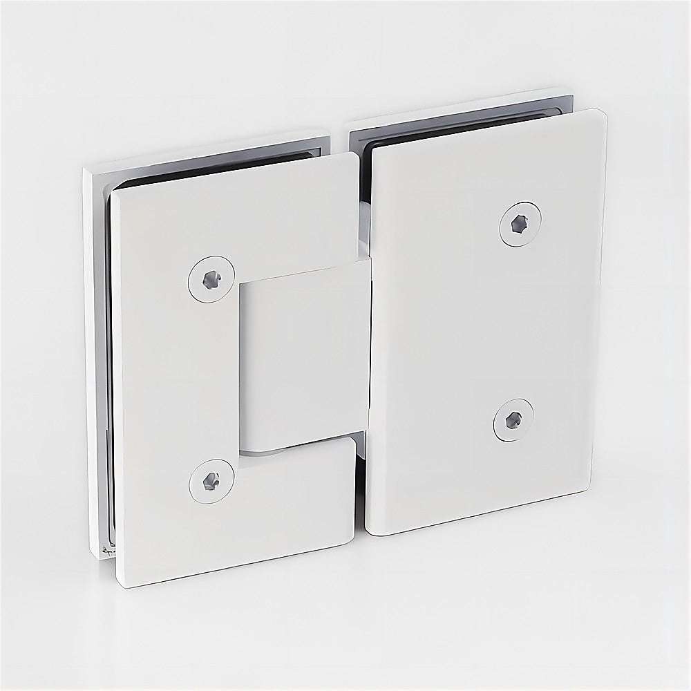 120x100cm Frameless Shower Screen with White Brackets & Stainless Steel Hinges, Square Double Pull Handle - Modern Bathroom Glass Enclosure for Walk-In Showers and Wet Rooms