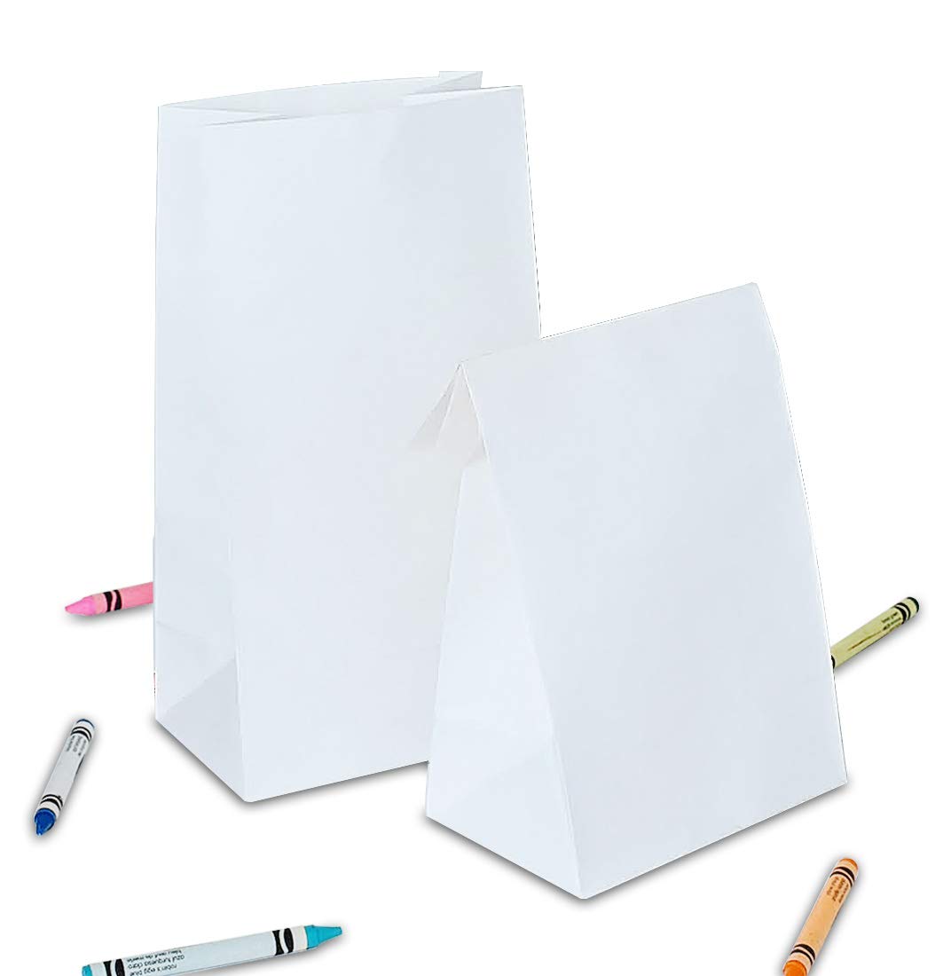 50 Pack SOLAS White Kraft Paper Lunch Bags - 80gsm Thick & Durable Sandwich Bags for School, Office, Picnics & Takeout - Eco-Friendly Disposable Food Bags (White)