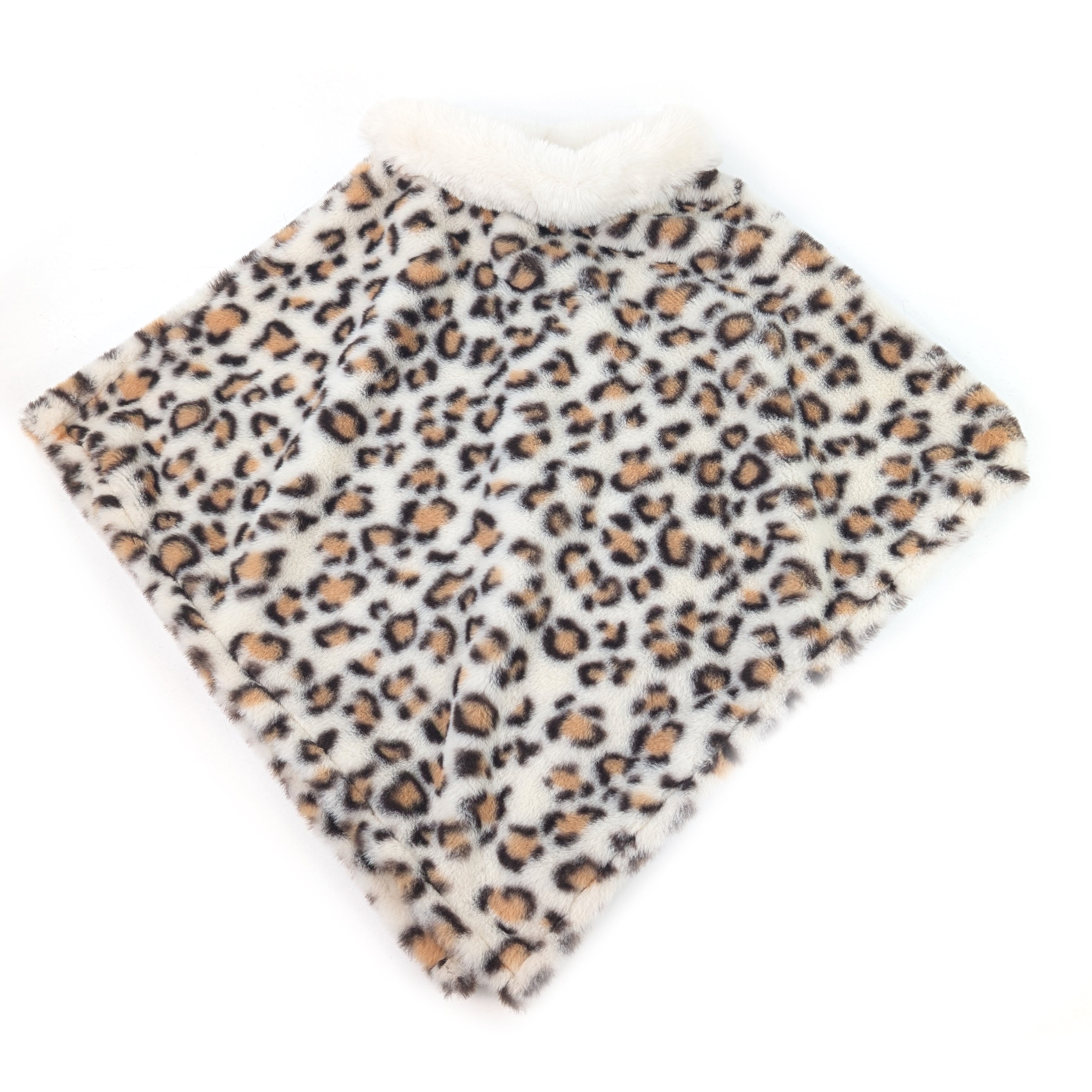 Kids Faux Fur Poncho - Soft White Animal Print Winter Cape for Girls & Boys | Cozy Outerwear for Playdates, Holidays & Photo Shoots