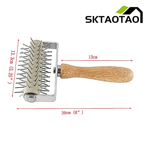Stainless Steel Pizza Dough Roller with Wooden Handle - Professional Dough Docker Tool for Pizza, Cookie, Cake, Pie & Bread Making | Perfect for Home Bakers & Commercial Kitchens