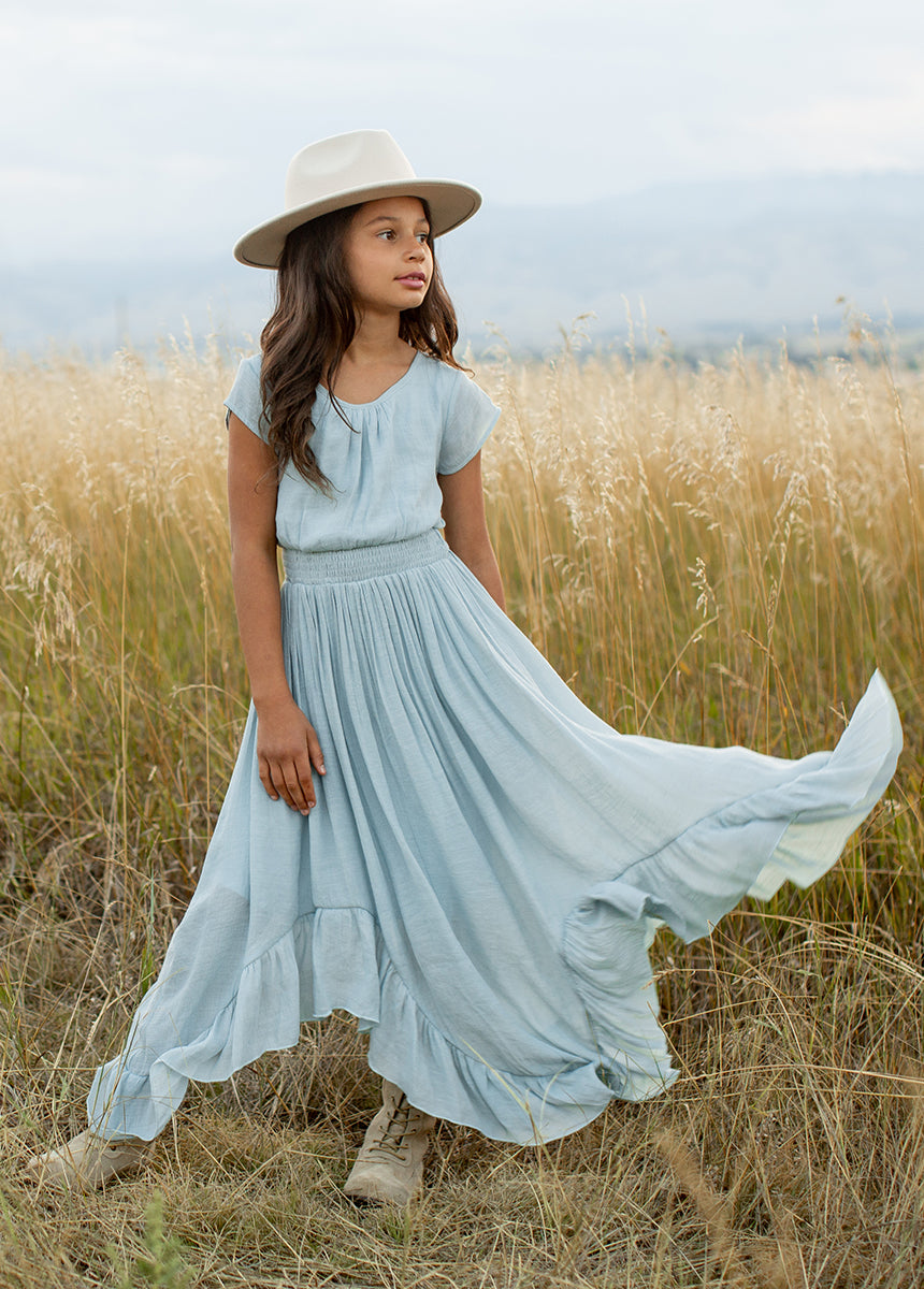 Briley Women's Sky Blue Dress - Elegant Flowy Midi Dress for Casual Wear, Office & Special Occasions | Perfect for Summer, Weddings & Parties