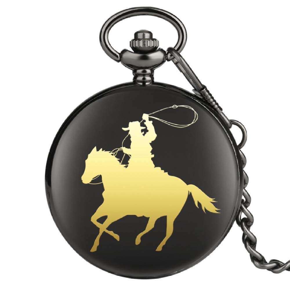 Vintage Cowboy Horse Riding Quartz Pocket Watch with Chain - Classic Retro Pendant Jewelry for Men & Women - Perfect for Western Rides, Steampunk Fashion & Collector's Gifts