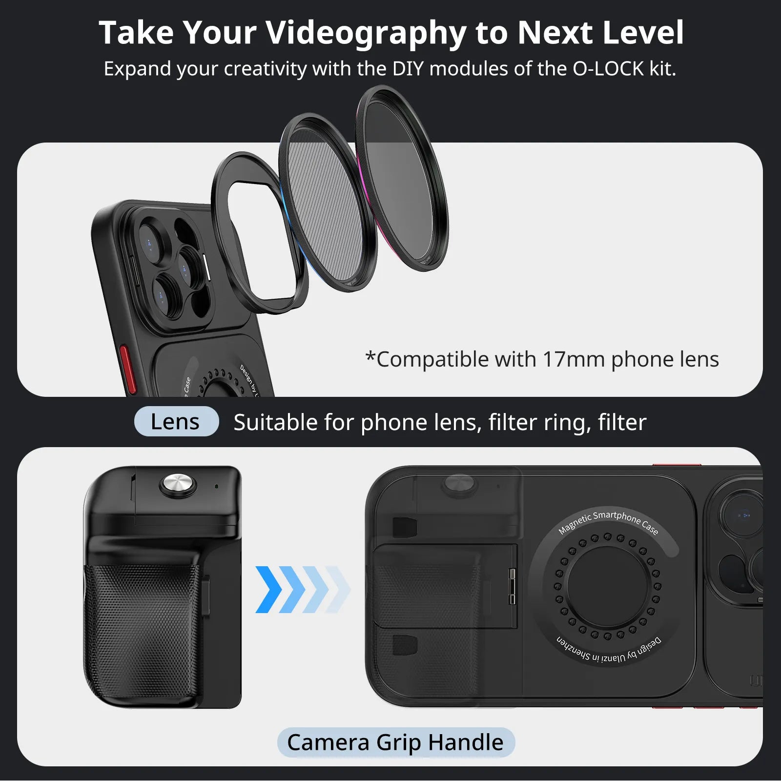 Ulanzi O LOCK Smartphone Video Stabilizer Kit for iPhone 15 Pro & Pro Max - Perfect for Vlogging, Live Streaming & Content Creation