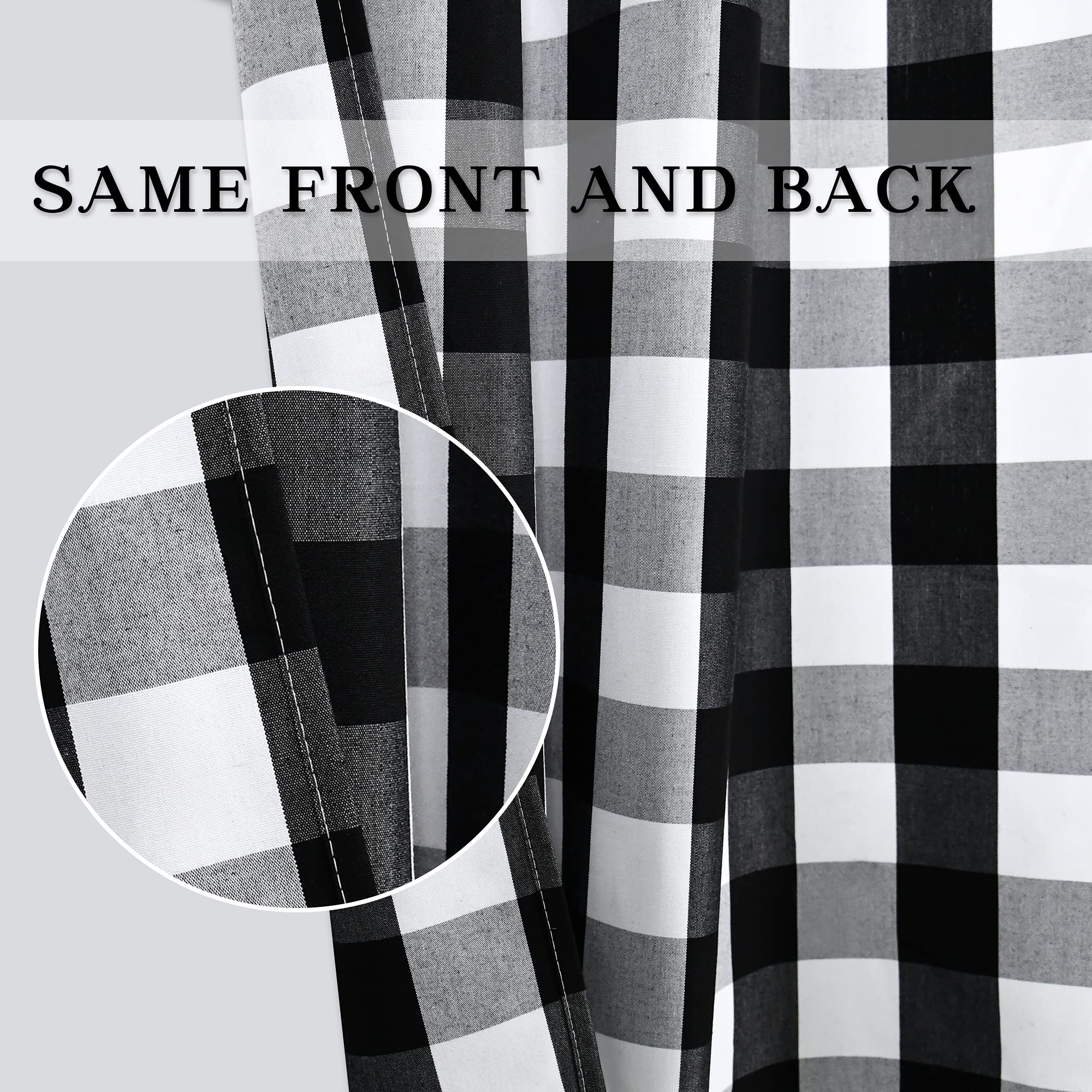 Black and White Buffalo Plaid Thermal Insulated Curtains - 52 x 108 Inches, 2 Panels - Energy Efficient Grommet Window Drapes for Bedroom, Living Room & Farmhouse Decor - Perfect for Winter Insulation & Rustic Home Styling