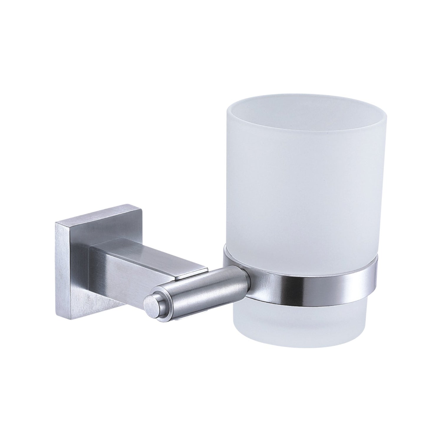 DAX Stainless Steel Wall Mount Toothbrush Holder with Glass Cup - Polished Finish, 3.75