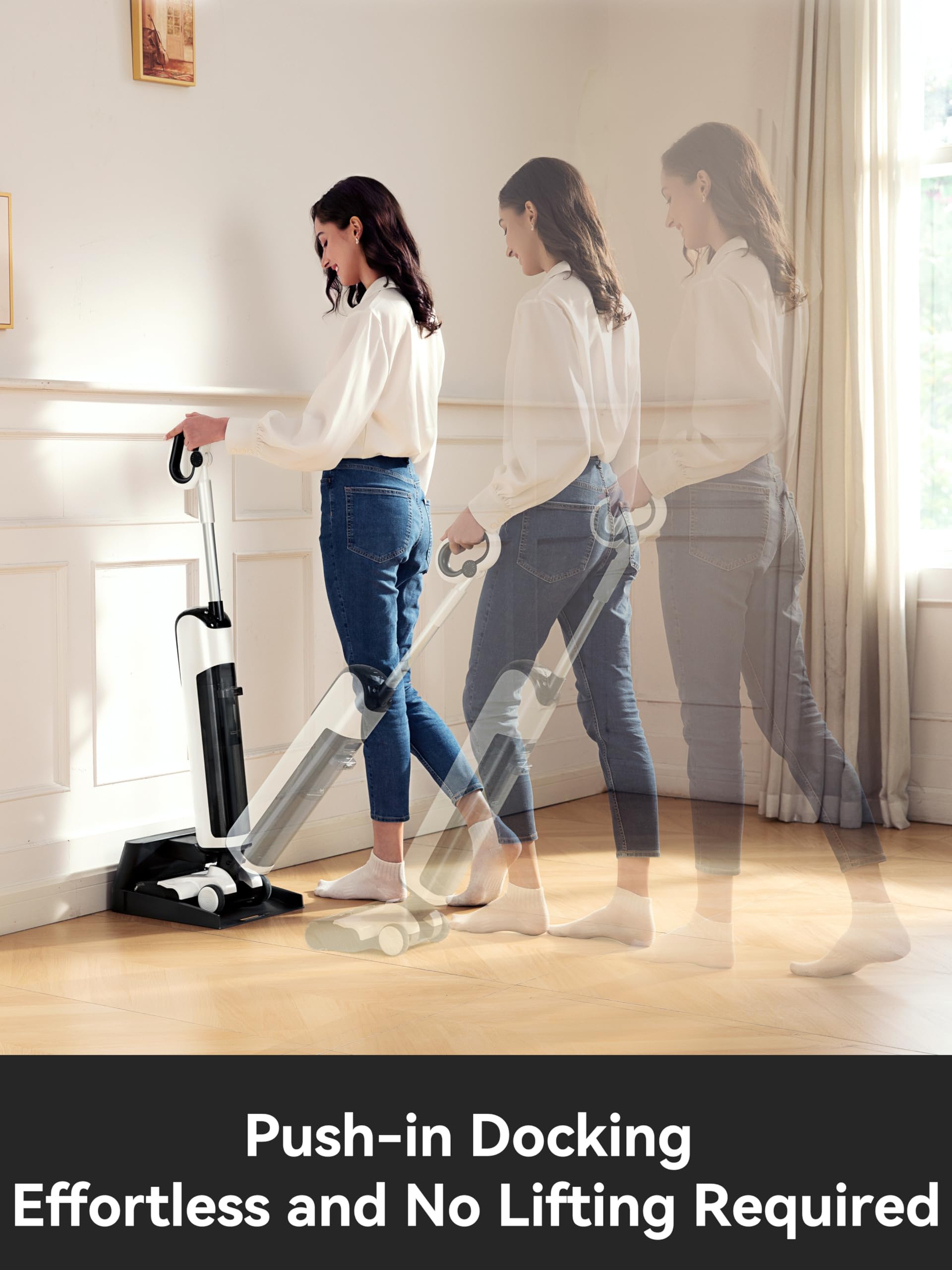 Uwant Wet Dry Vacuum Cleaner - Cordless Vacuum Mop with Self Cleaning System, 18000Pa Powerful Suction, 40 Min Runtime, Dual-Sided Edge Cleaning for Hard Floors (White Gray) - Perfect for Pet Hair, Spills & Whole Home Cleaning
