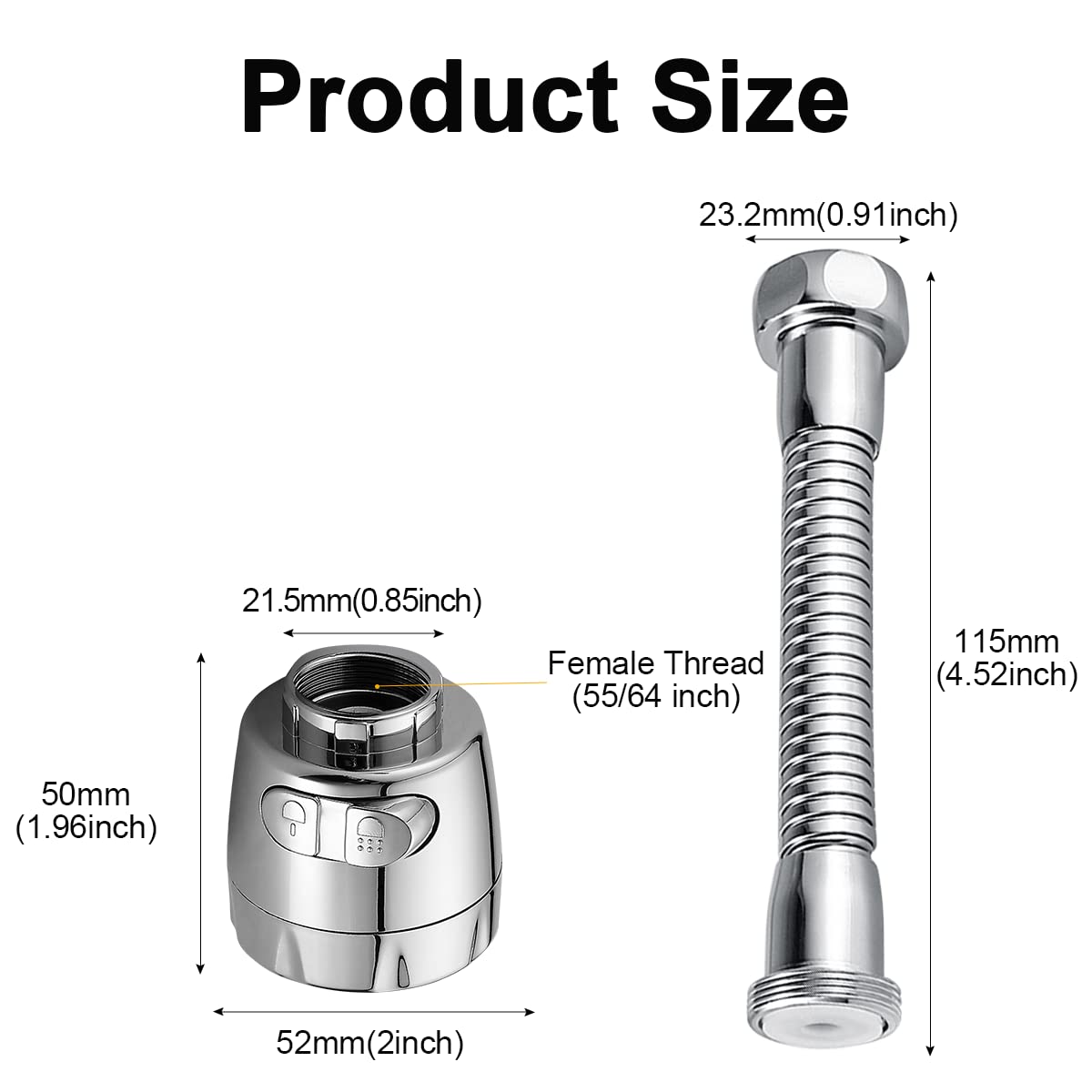 360° Flexible Kitchen Faucet Spray Head - 2 Mode Adjustable Water Saving Tap Nozzle with Removable Filter | Perfect for Washing Dishes, Cleaning Sinks & Filling Pots