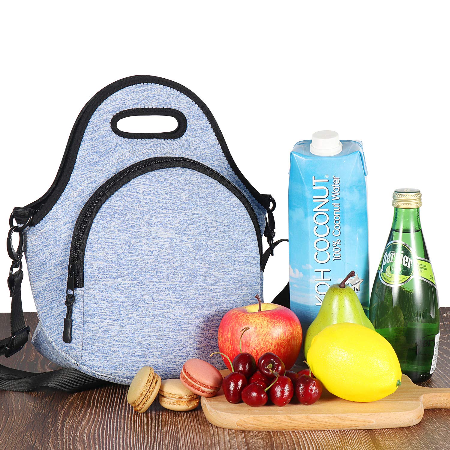 Insulated Neoprene Lunch Bags for Women, Men & Kids - Reusable Soft Cooler Tote with Adjustable Shoulder Strap for School, Work, Picnic & Outdoor Activities (Royal Blue)