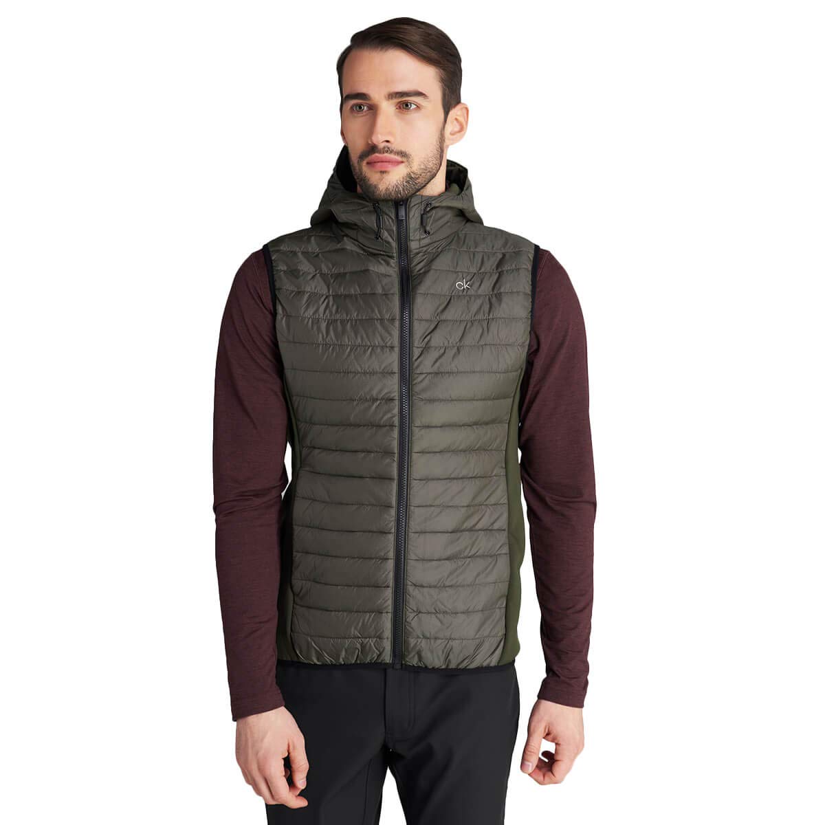Calvin Klein Men's Wrangell Hybrid Stretch Insulated Hooded Vest - Lightweight Winter Jacket for Outdoor Activities & Casual Wear
