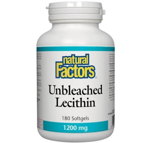 Natural Factors Unbleached Lecithin 1200mg - 180 Softgels for Brain Health & Heart Support - Non-GMO Soy Lecithin Supplement for Memory, Liver & Cholesterol Support - Perfect for Smoothies, Baking & Daily Wellness