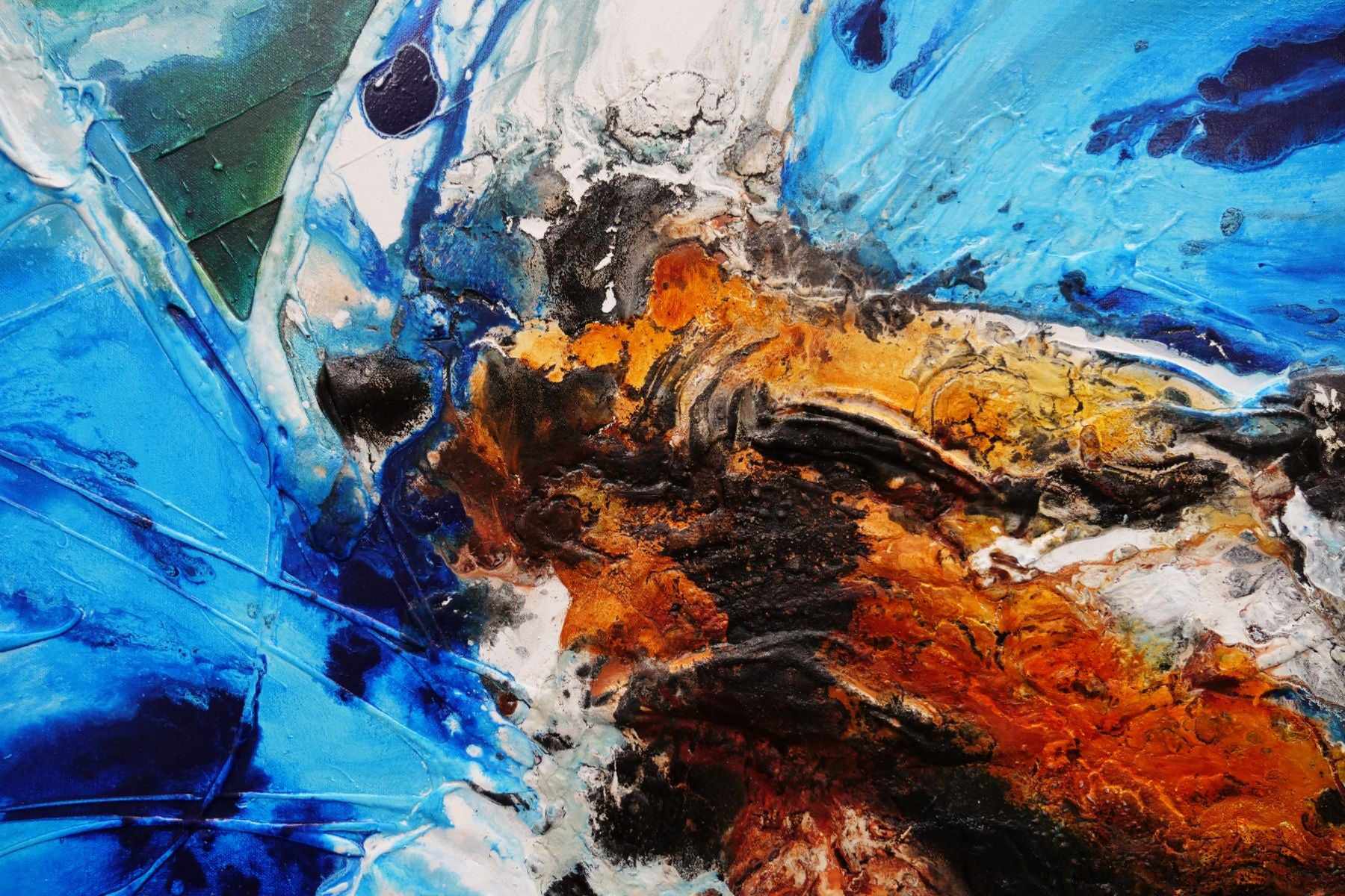 Outback Resonance 240cm x 100cm Blue Cream Textured Abstract Canvas Art - Perfect for Living Room Wall Decor & Modern Home Office Design