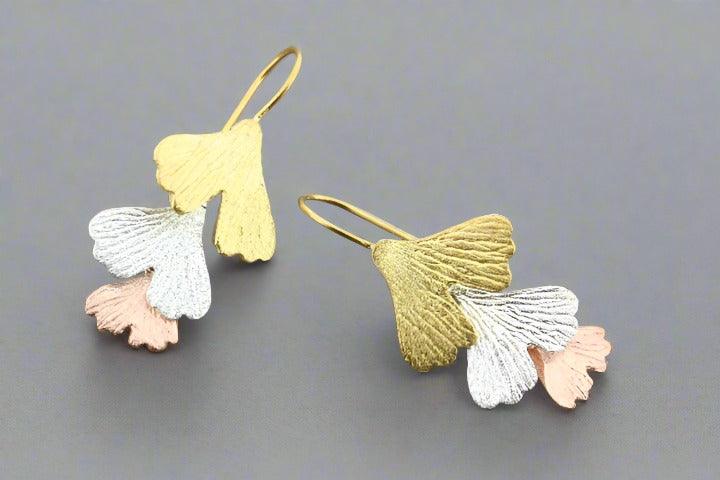 Elegant Ginkgo Leaf Drop Earrings for Women - Silver, Gold, Rose Gold - Perfect for Weddings, Parties & Everyday Wear